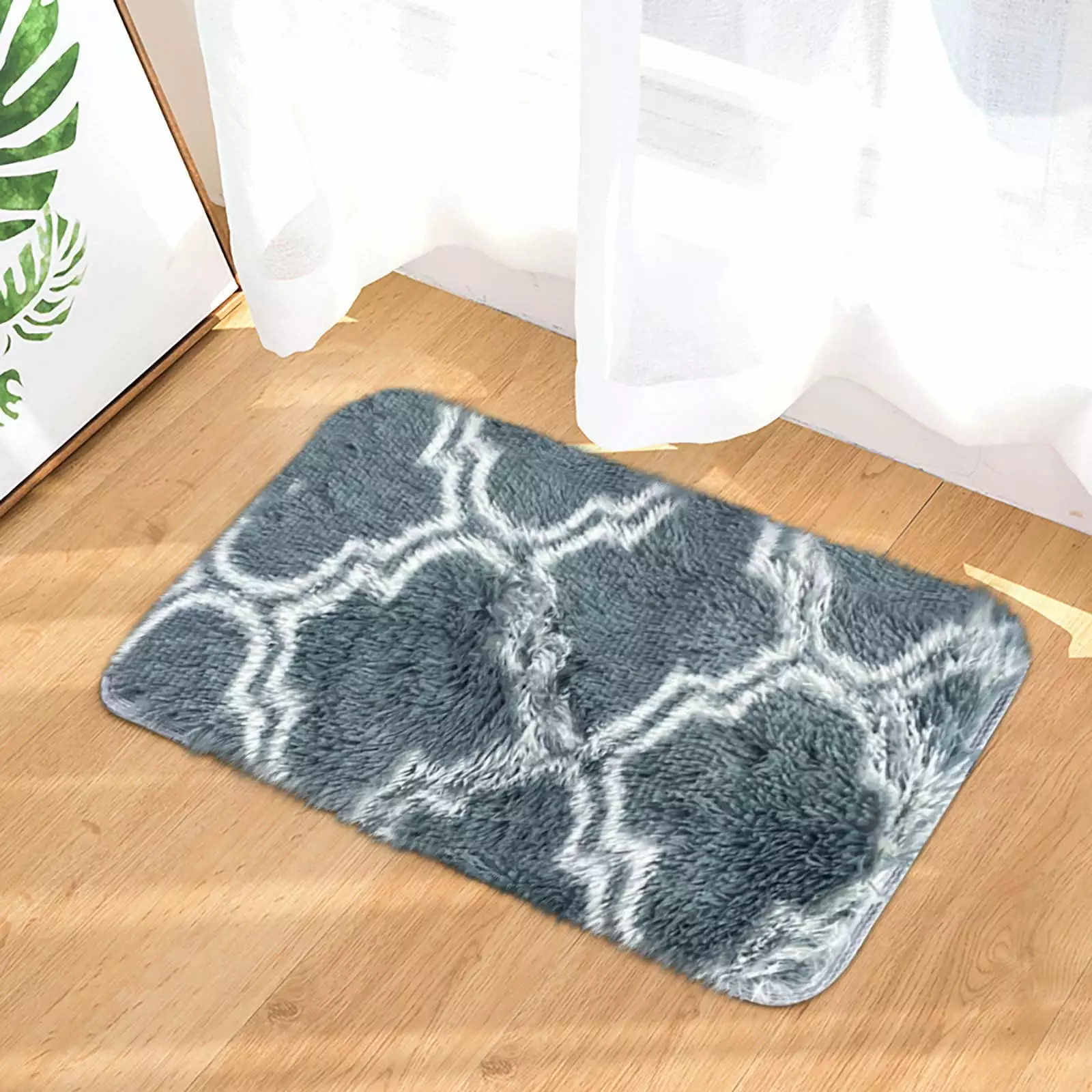 Pretxorve Soft Rugs Anti-Skid Area Rug Dining Room Home Bedroom Carpet Floor gray