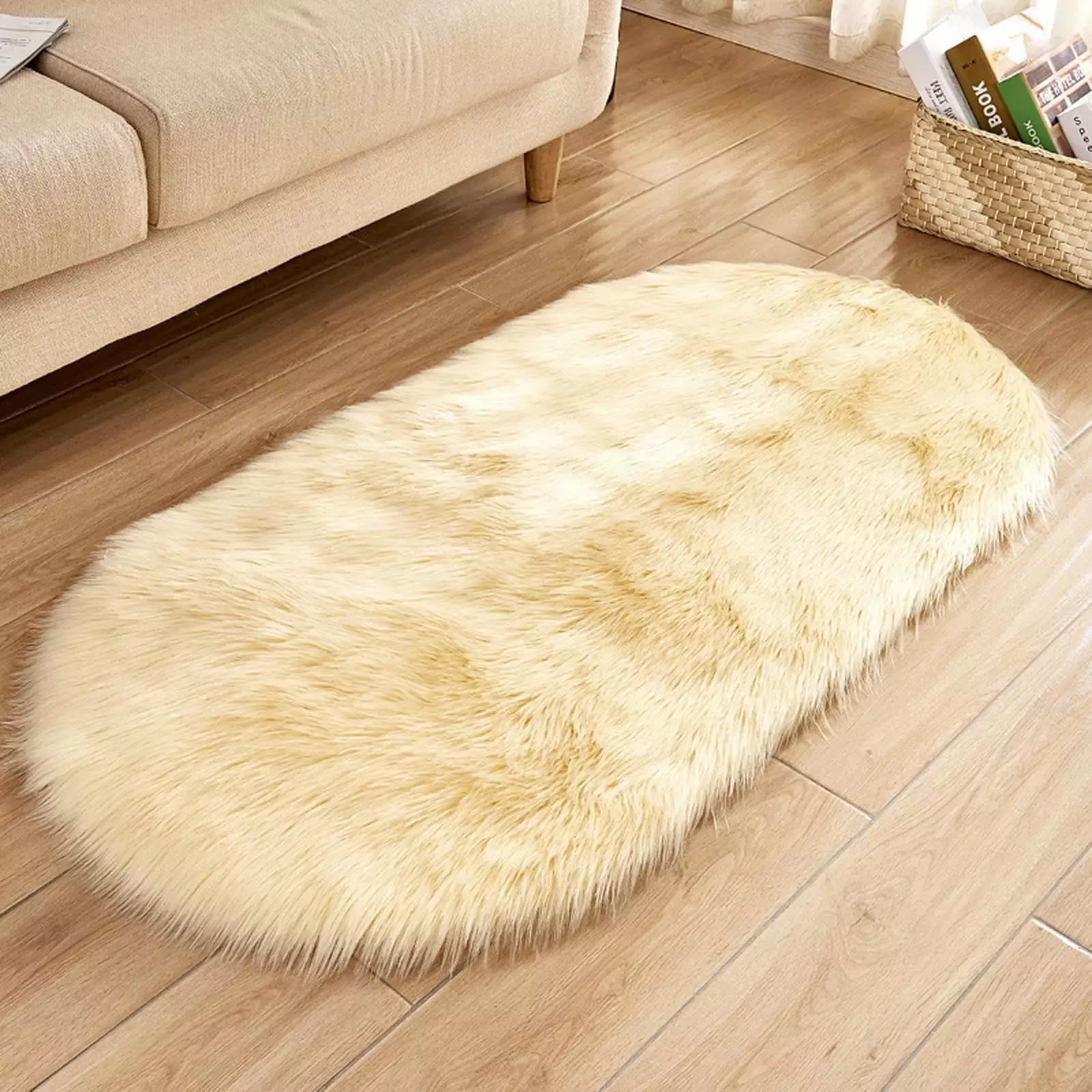 Pretxorve Super Soft Faux Sheepskin Area Rugs for Bedroom Floor Plush Carpet Faux Rug Bedside Rugs J