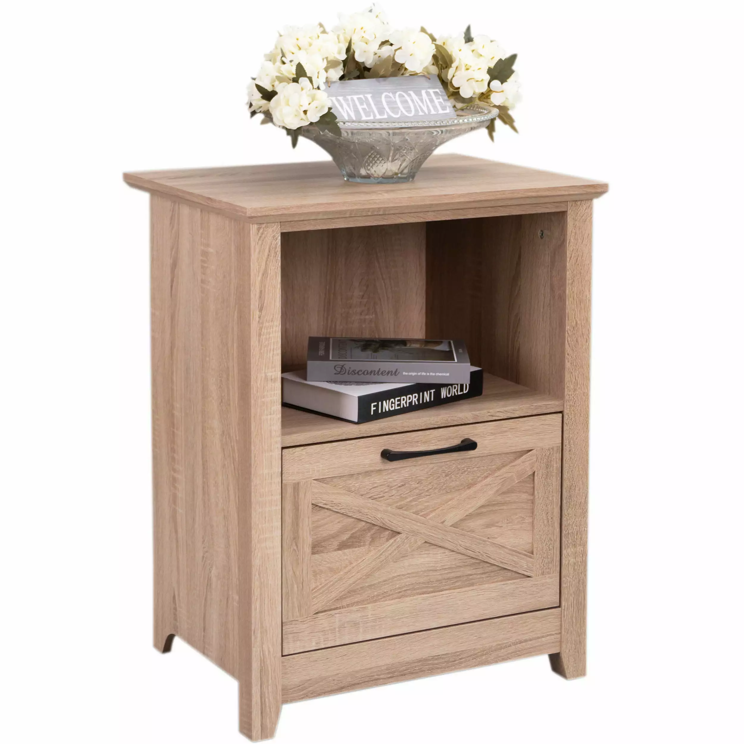 Prilinex 30 Classic Tall Drawer Bedroom Nightstand with Storage. Warm Oak. 18D x 24W x 30H