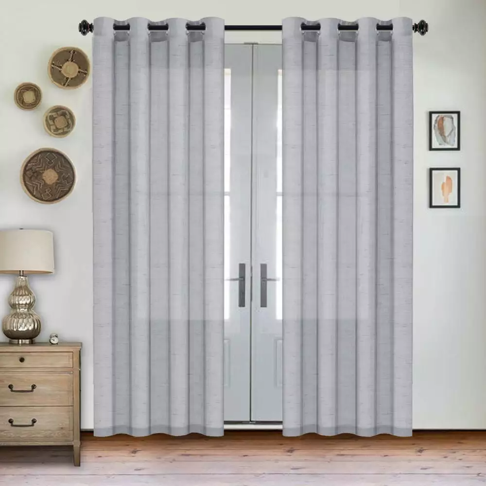 PrimeBeau Semi Sheer Linen Curtains Light Filtering Natural Linen Blended Grommet Draperies. 52 by 108 inch. 2 Panel set. Dove