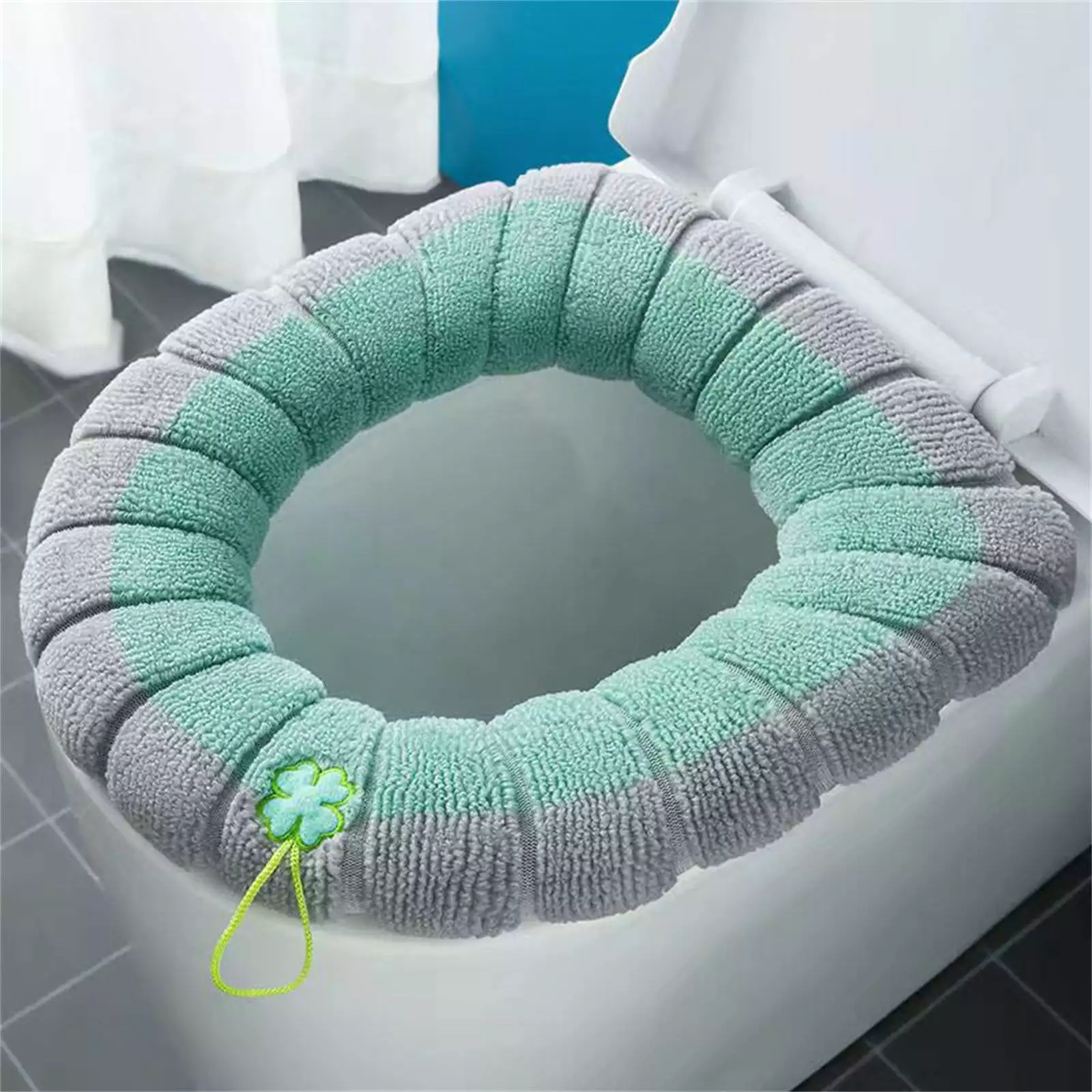 Qianying Summer Promotion.Clearance.Household Four Seasons Universal Toilet Seat Thickened with Handle Winter Toilet Ring Washable Sets Wear Knitted Toilet Seat