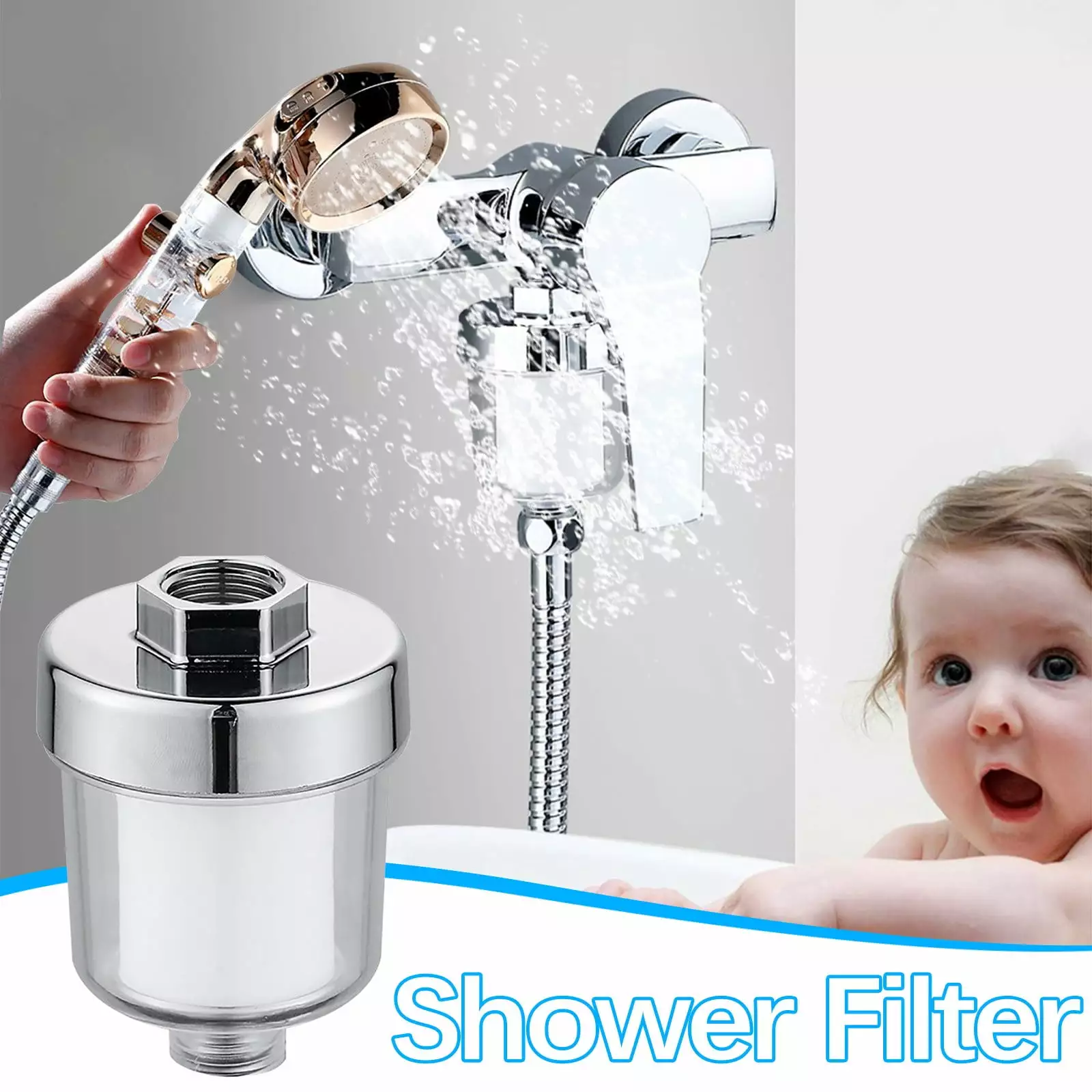 Qianying Summer Promotion.Clearance.Shower Filter for Showering Household Use Showering Floral Wine Bathroom Shower Faucet Purification Water Nozzle Small Filter Universal