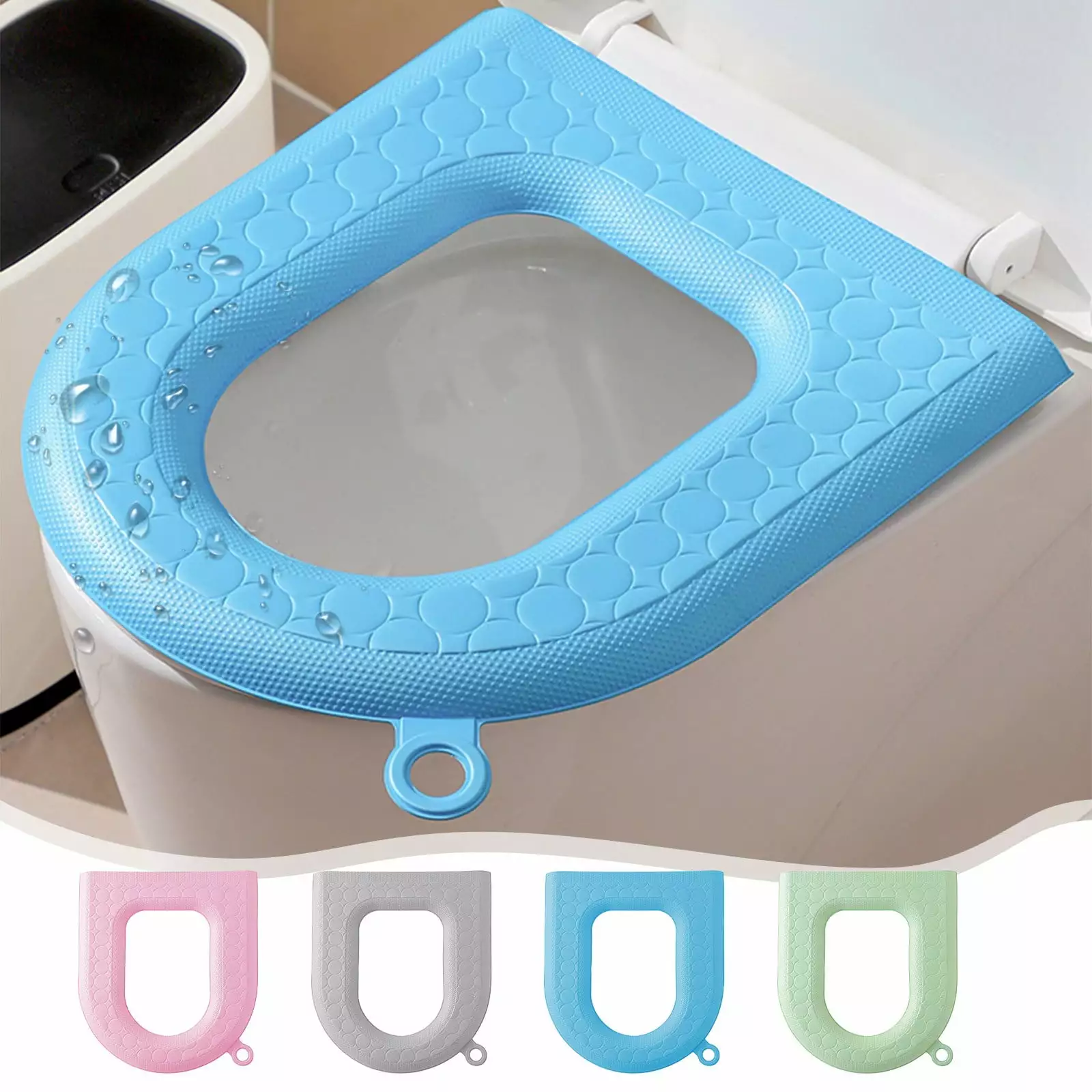 Qinghuai Bathroom Accessories Clearance EVA Toilet Seat Four Seasons Domestic Toilet Seat Ring Seat Lightweight Rainproof Seat Cover for Toilet Seat with Handle Catering for Different Seasons