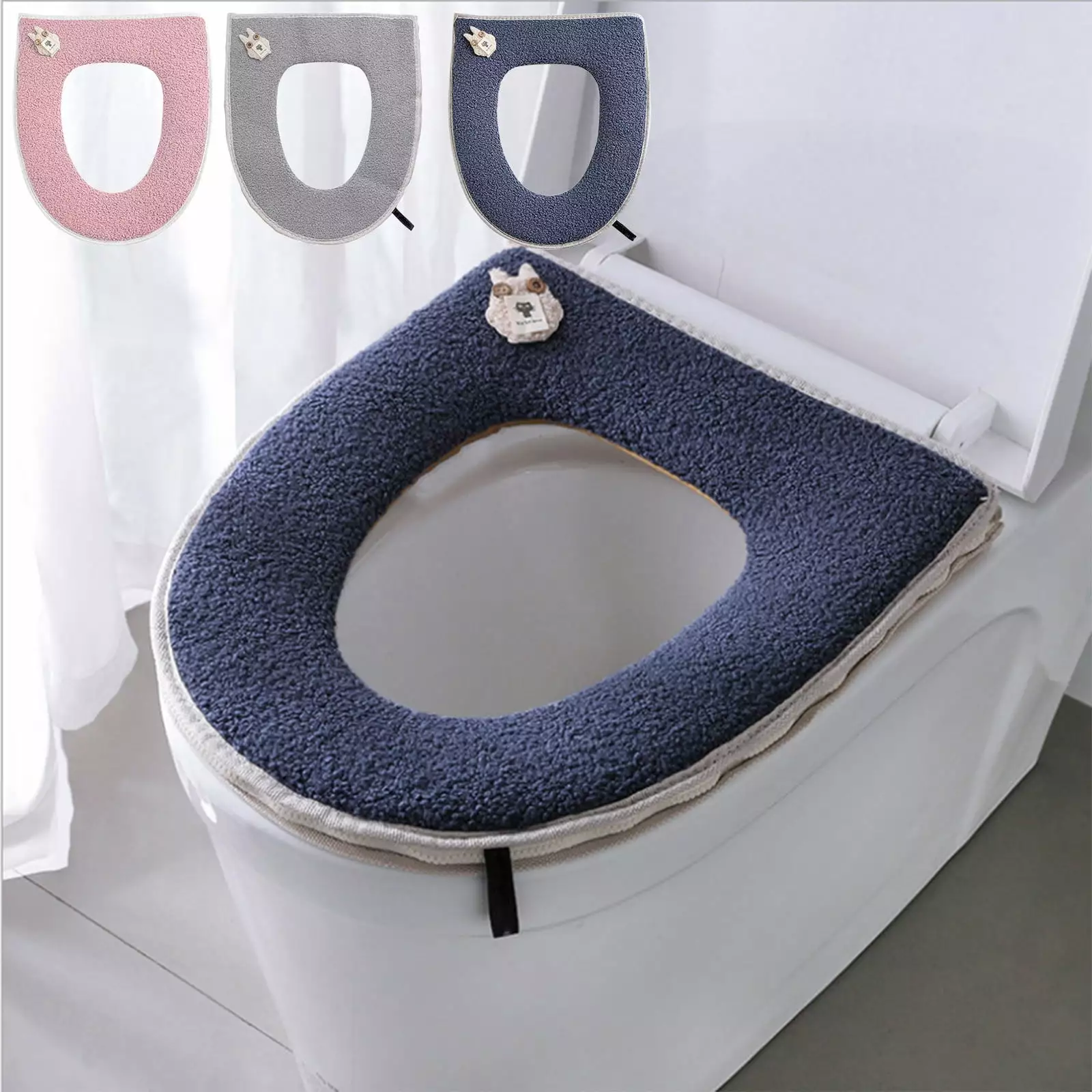 Qinghuai Bathroom Essentials Clearance Toilet Mat Cute Teddy Velvet Toilet Mat Zipper Toilet Seat Cover Toilet Seat Cover Gasket Overstock Items Clearance Prime