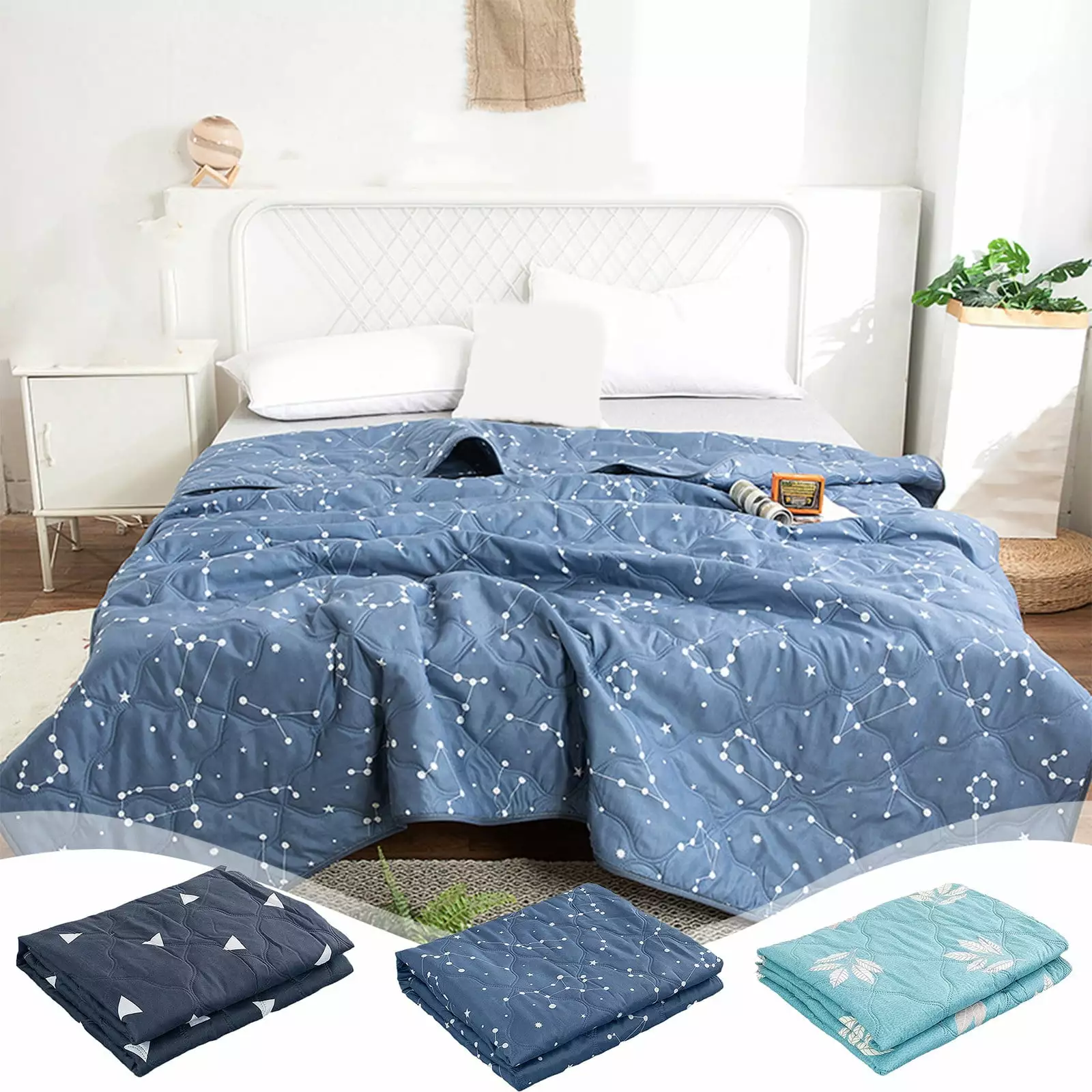 Qinghuai Home Essentials Clearance Summer Quilt Conditioning Quilt Washed Cotton Summer Quilt Aloe Cotton Summer Quilt Single Double Quilt Machine Washable Clearance Items