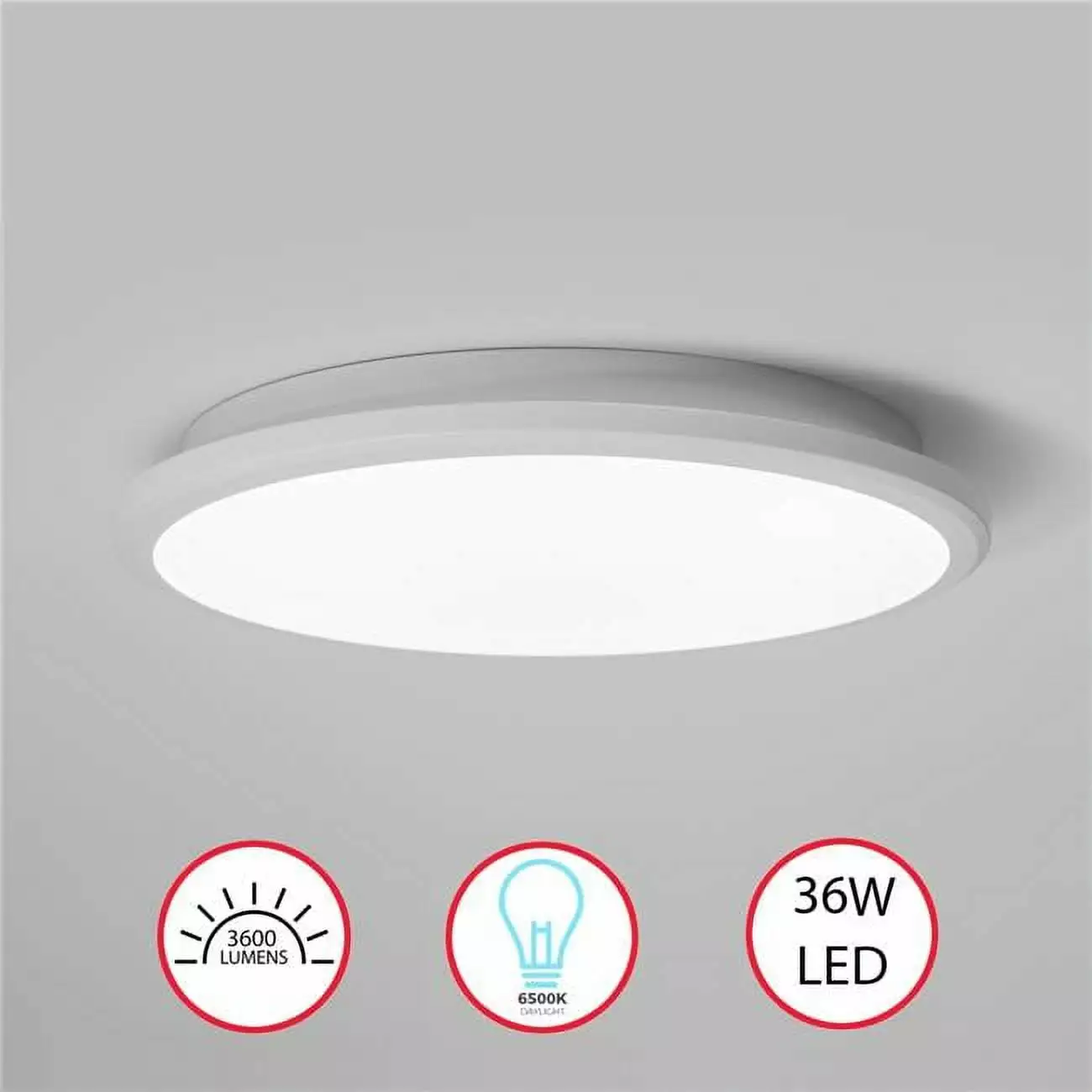 Quickway Imports 15.5 x 2 in. 36W Round LED Ceiling Light Fixture 6500K Flush Mount Lighting. White