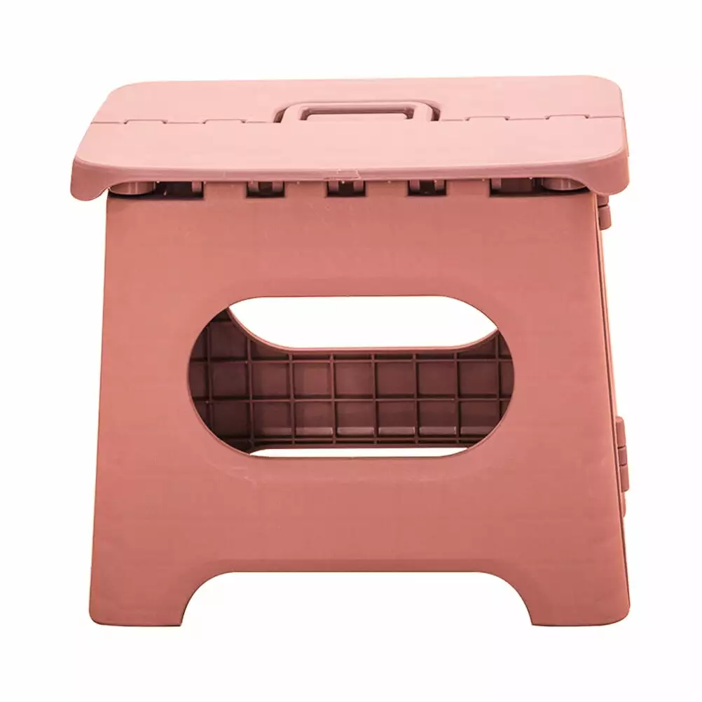 Qumonin 1Pc Small Foldable Stool Portable Folding Taboret Pure Color Folding Stool for Home Office Bathroom (Pink)