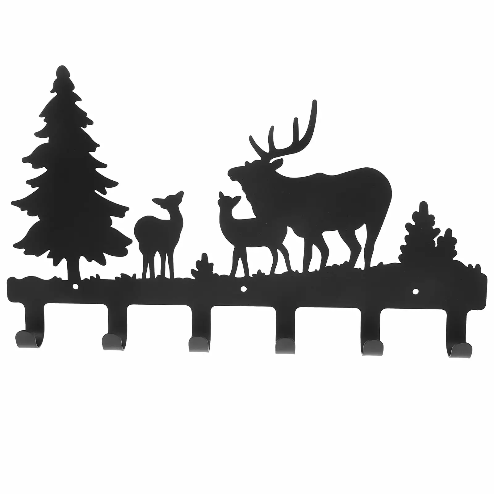 Qumonin Wall Mounted Coat Rack with 6 Hooks - Deer Forest