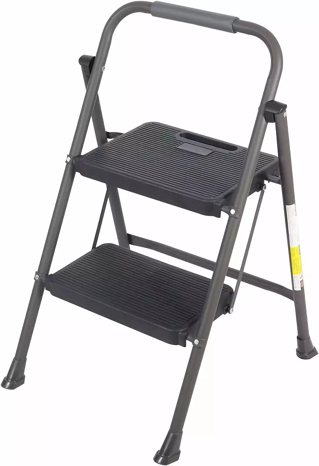 REDCAMP 2 Step Ladder with Rubber Hand Grip. 330 Lbs Capacity Folding Step Stool with Sturdy Wide Pedal & Handrail for Kitchen Household Office. Black