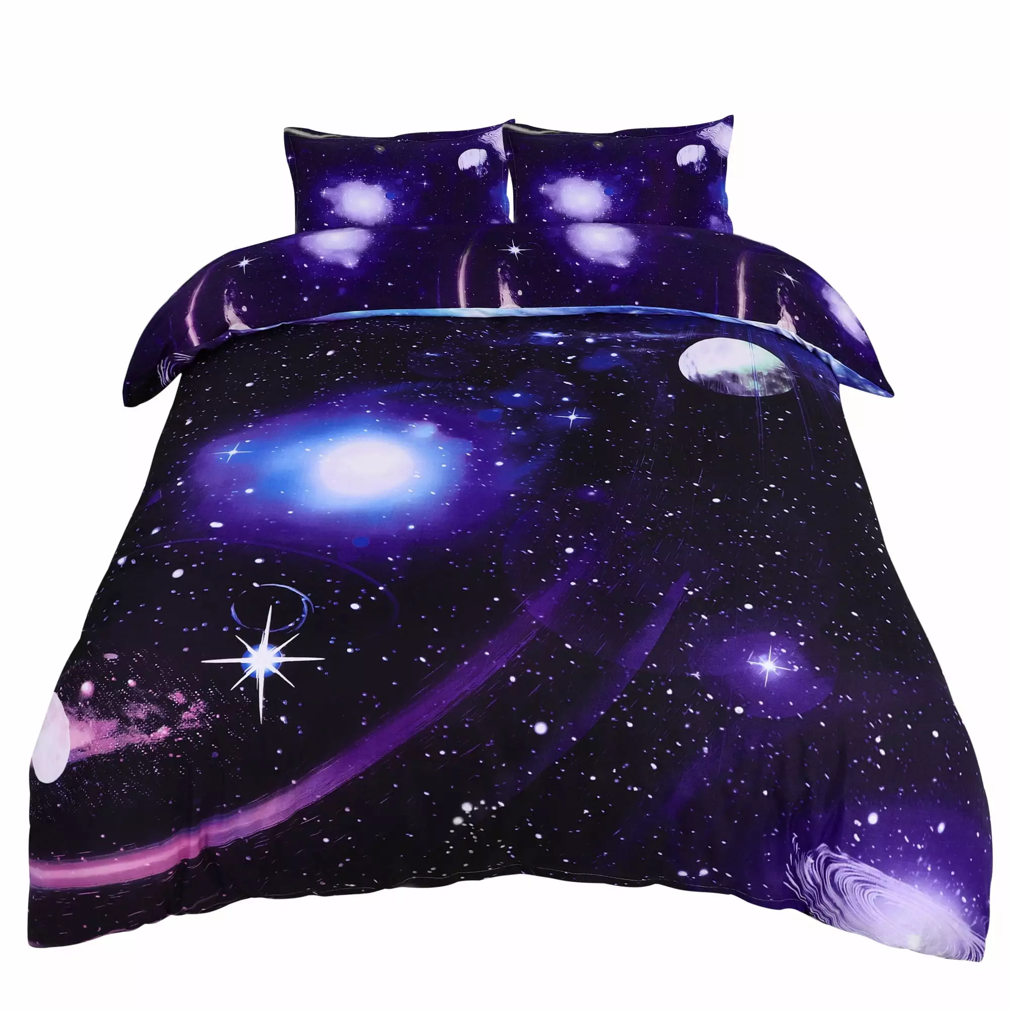 REGALWOVEN Galaxy 3Pcs Duvet Cover Bedding Set Queen Size Dark Purple