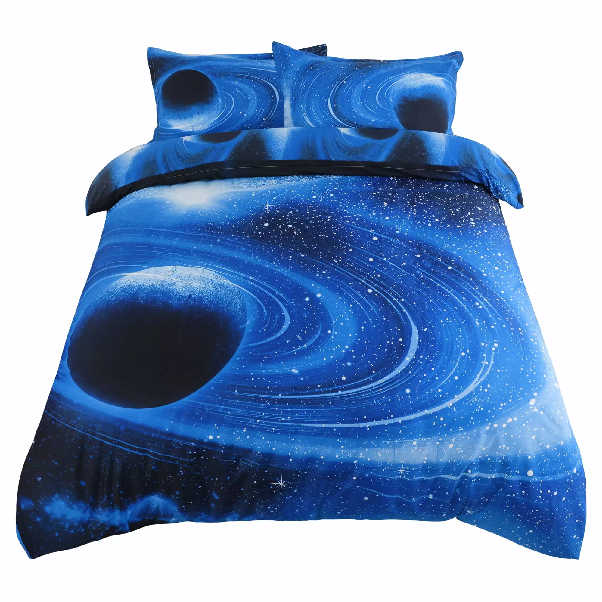 REGALWOVEN Galaxy Sky Cosmos Night Pattern Duvet Cover Bedding Set Queen Size Royal Blue