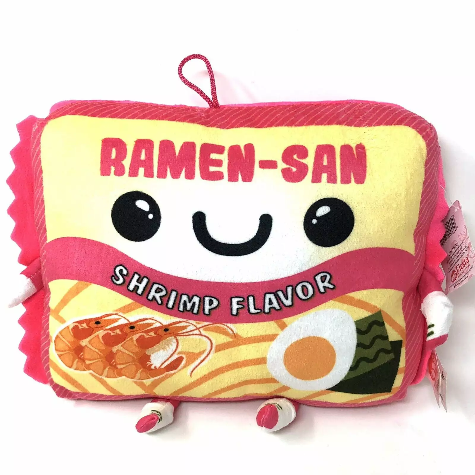 Ramen-San Noodle Soup Shrimp Flavor Plush Pillow Pink 9 inch