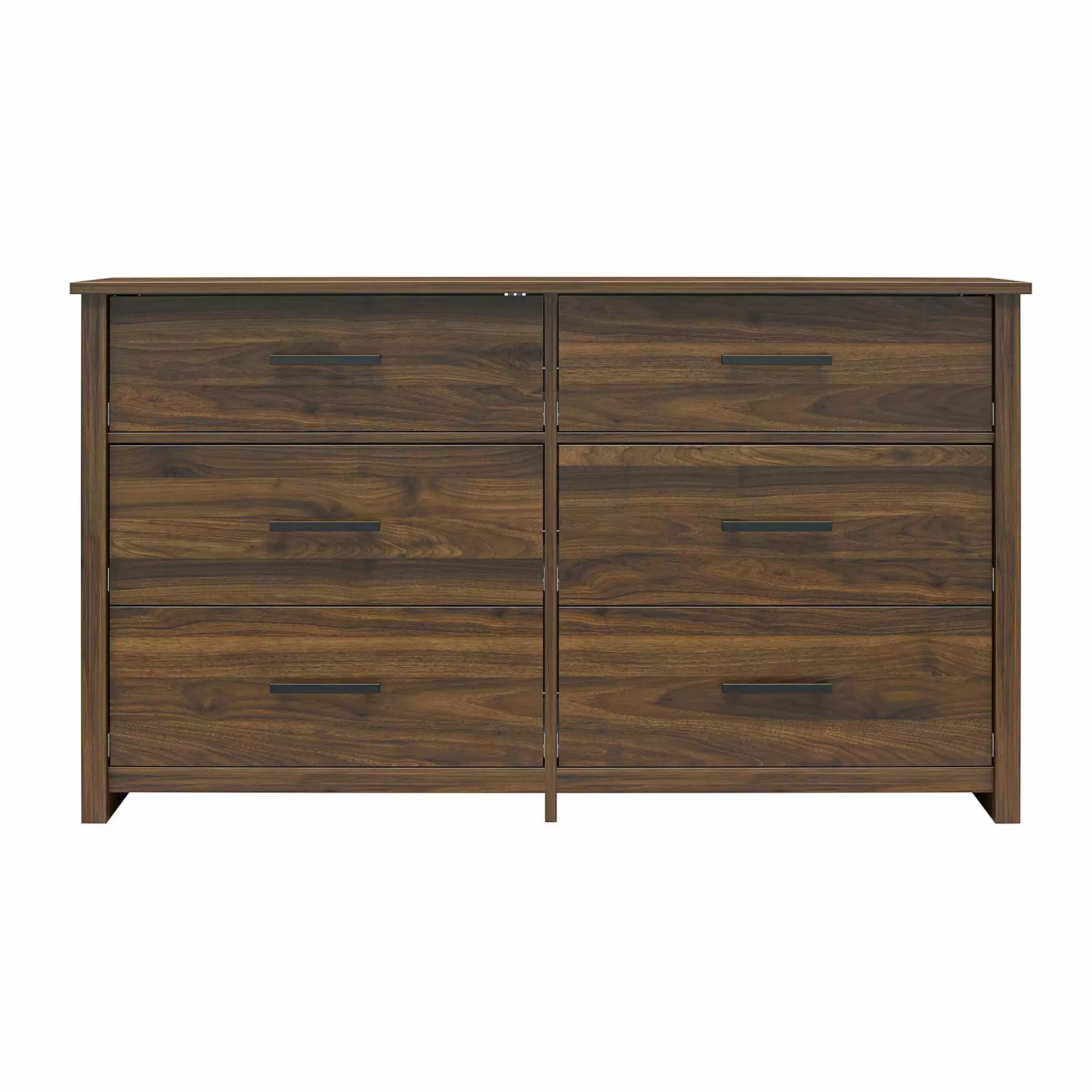 RealRooms EZ Build Brookshore Wide 6-Drawer Dresser. Walnut