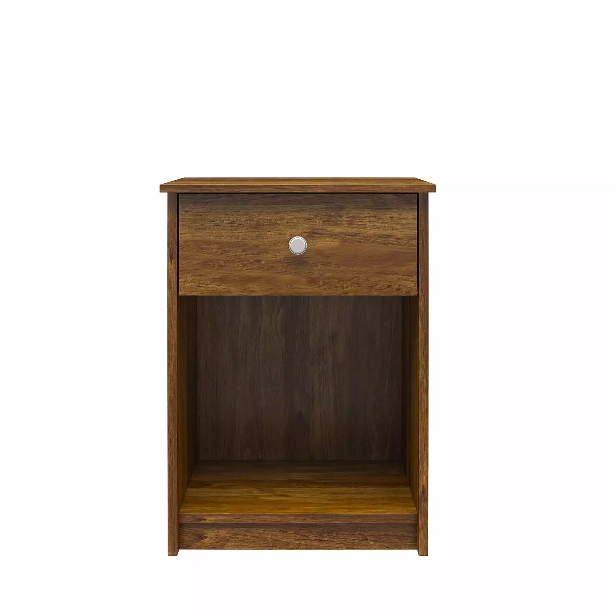 RealRooms Ellison Nightstand with Drawer. Brown Oak