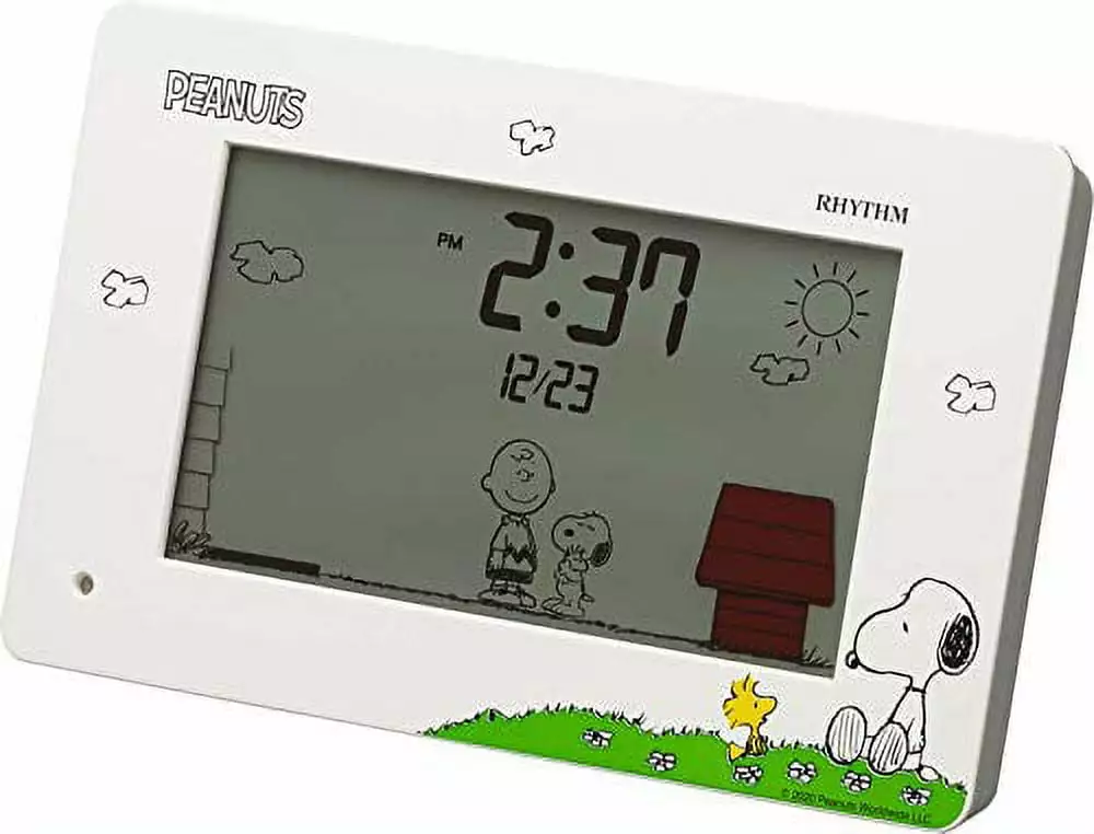 Rhythm (RHYTHM) Snoopy alarm clock funny action digital clock with calendar white 8RDA79MS03 10x16.2x4.5cm 8RDA79MS03// Movement quartz