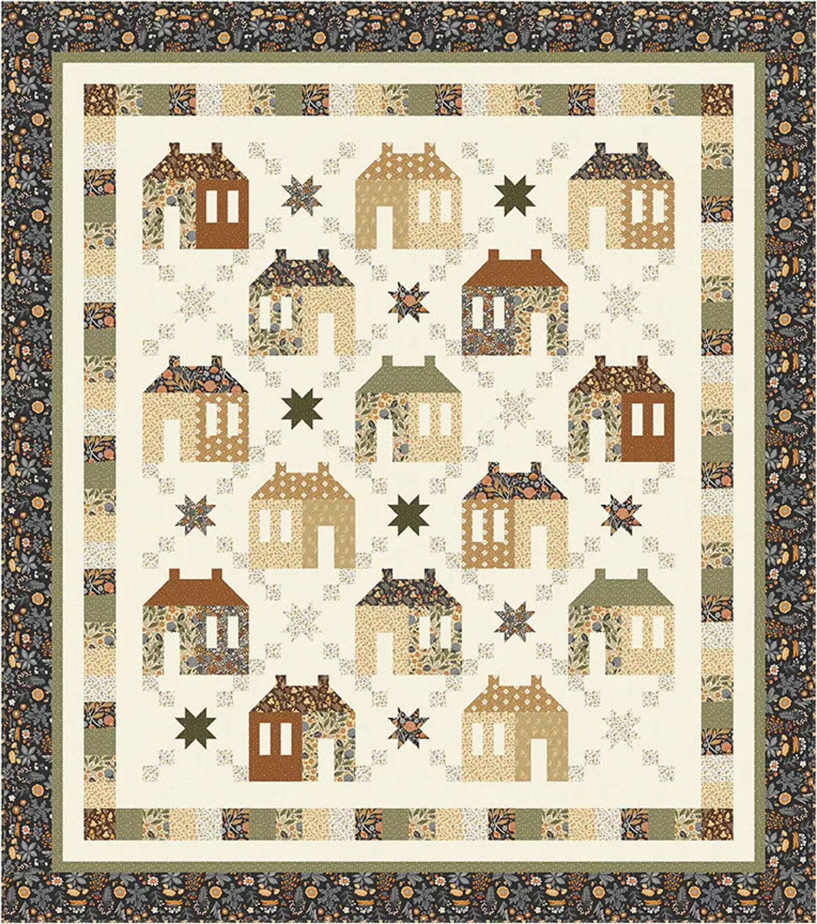 Riley Blake Maisons De Patchwork Quilt Kit Featuring Riley Blake The Old Garden Fabric Collection