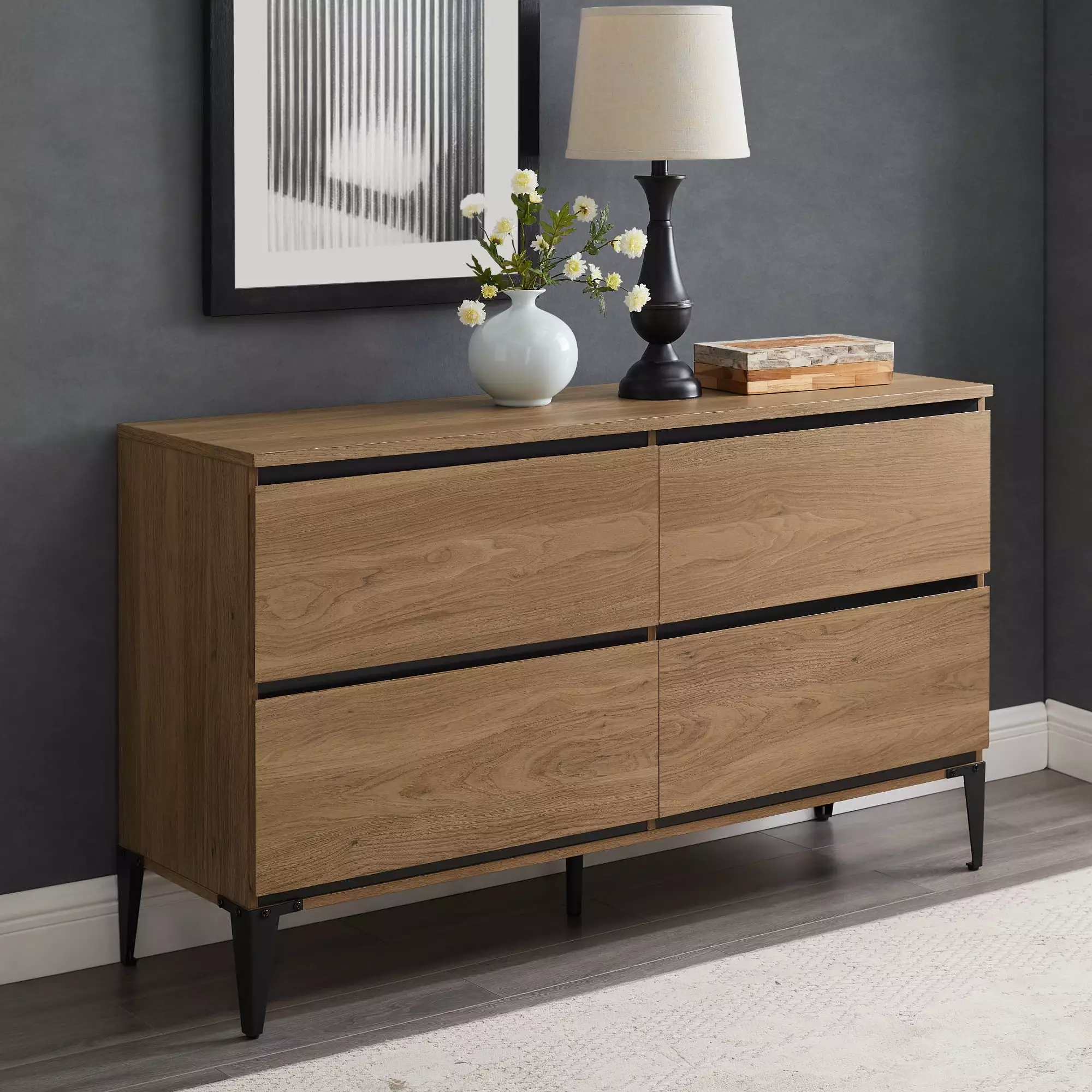 River Street Designs Milton Four-Drawer Dresser. English Oak