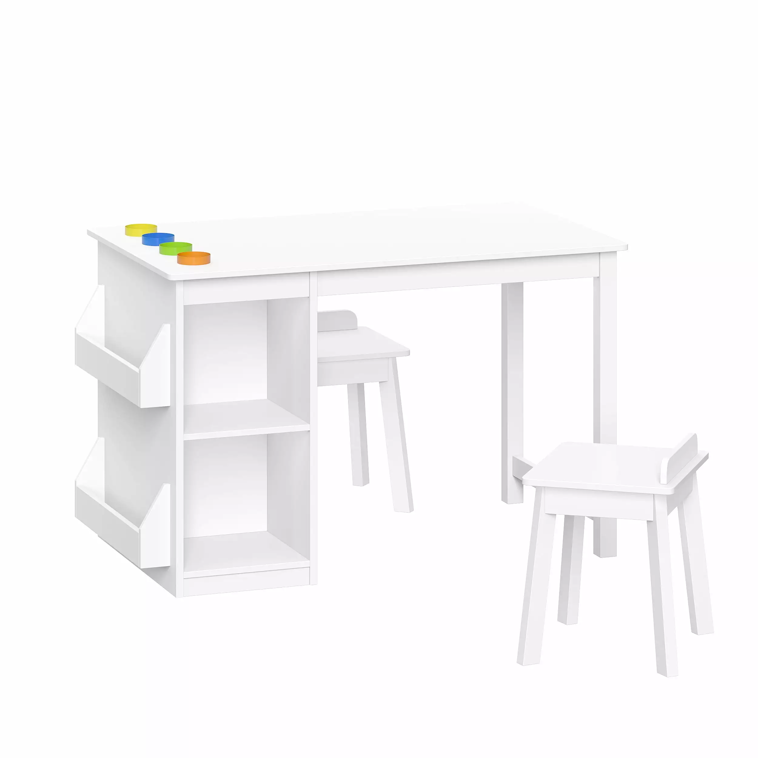 RiverRidge Kids Art Activity Table with Storage and 2 Chairs - White