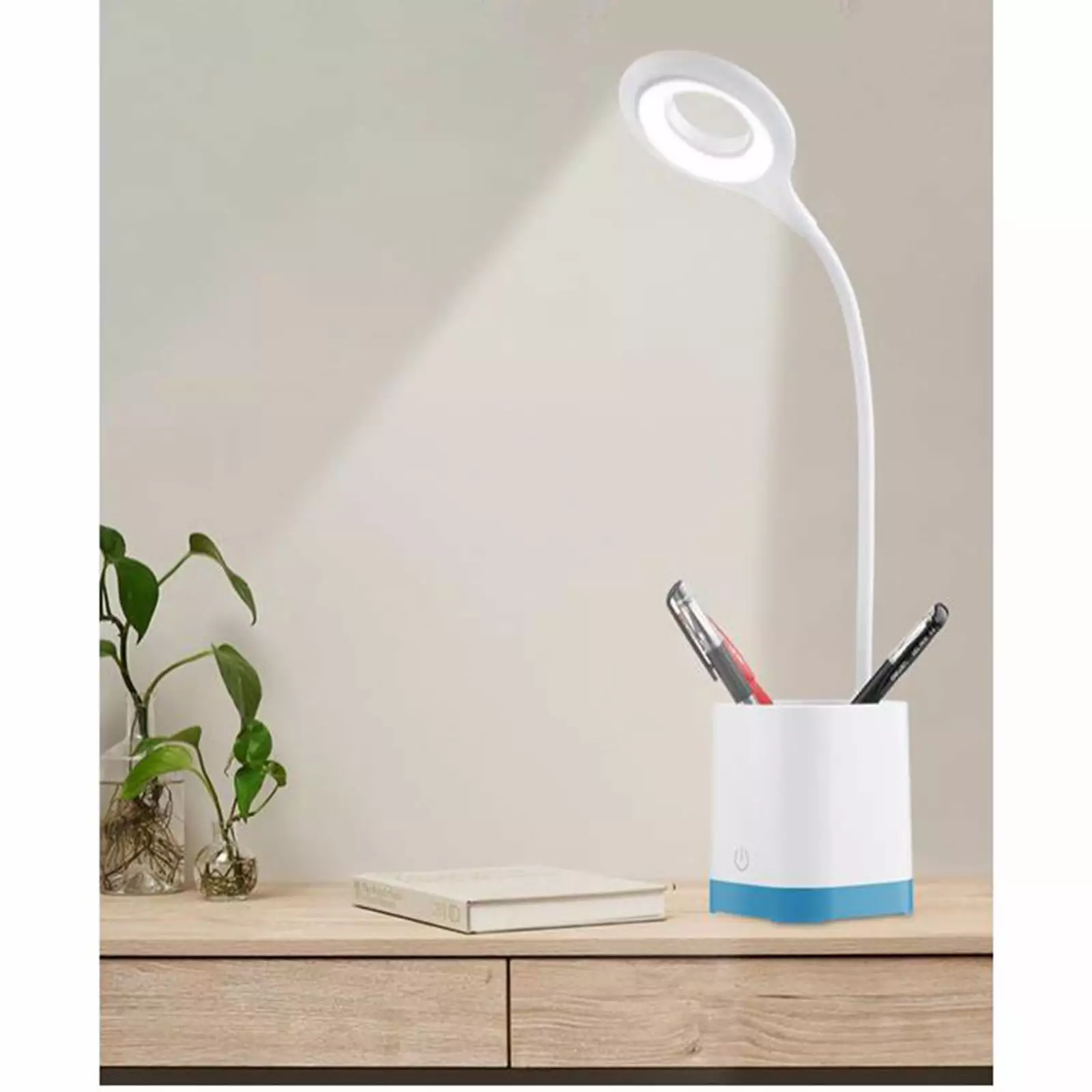 Room Decor On Clearance Led Smart Feel Dimming Bedside Table Lamp With Pen Holder. Student Eye Protection Study Lamp. Suitable For Bedrooms And Dormitories