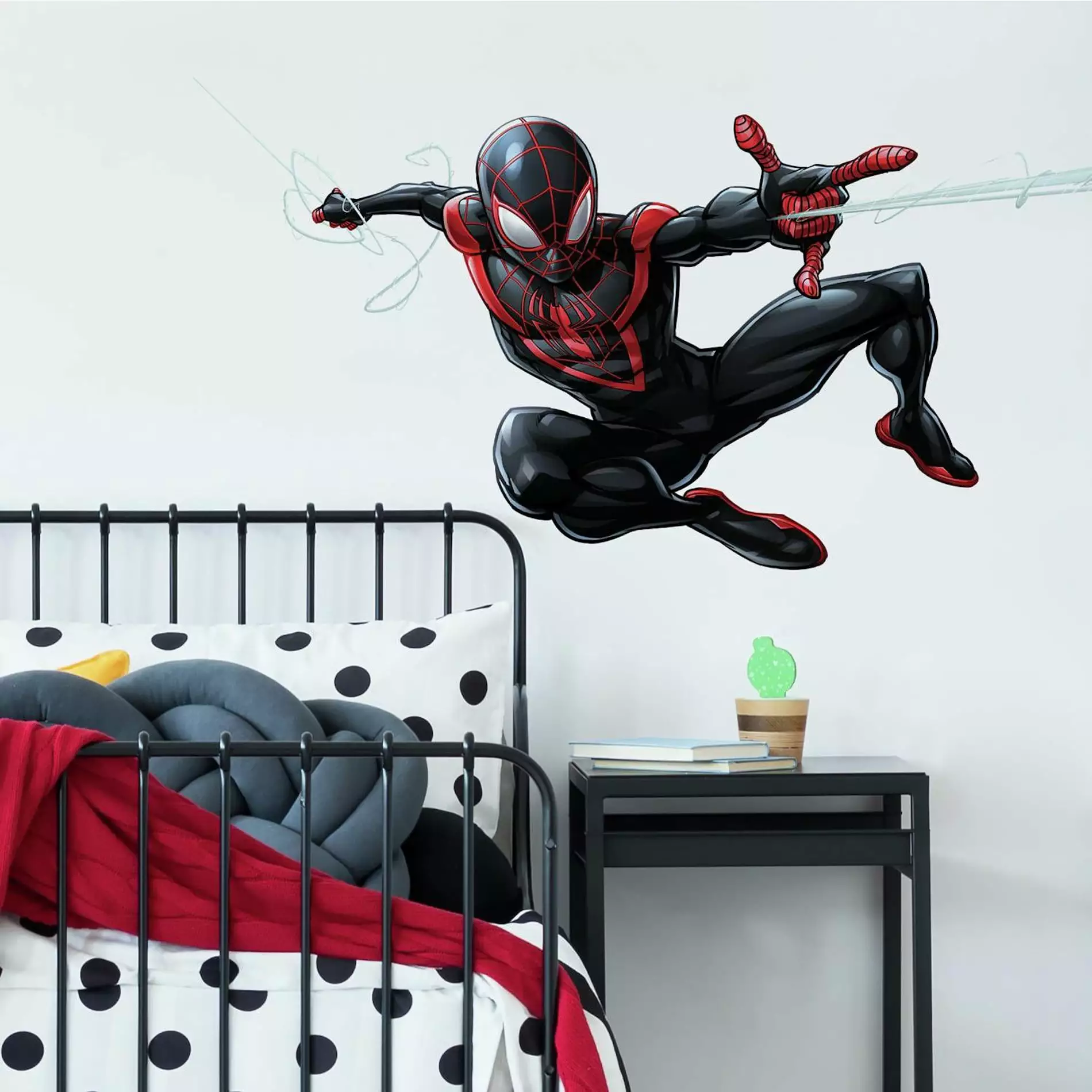 Roommates Marvel Spider Man Miles Morales Peel & Stick Giant Wall Decals RMK3921GM - Assembled size:38.6wide x 16.4high