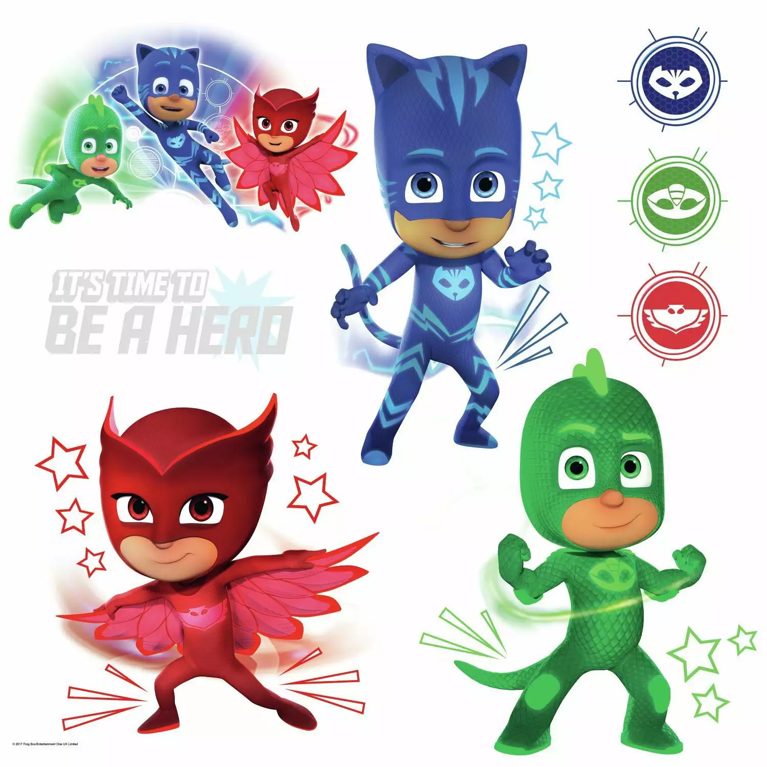 Roommates PJ Masks Peel and Stick Wall Decals with Glow Kids Room Decor Stickers