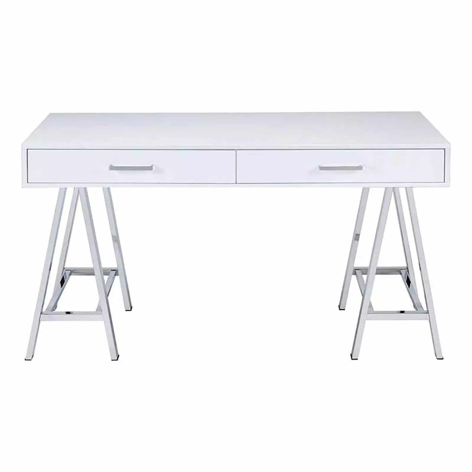 Roseberry Kids 2-Drawer Wood/Metal Home Office Desk in White/Chrome