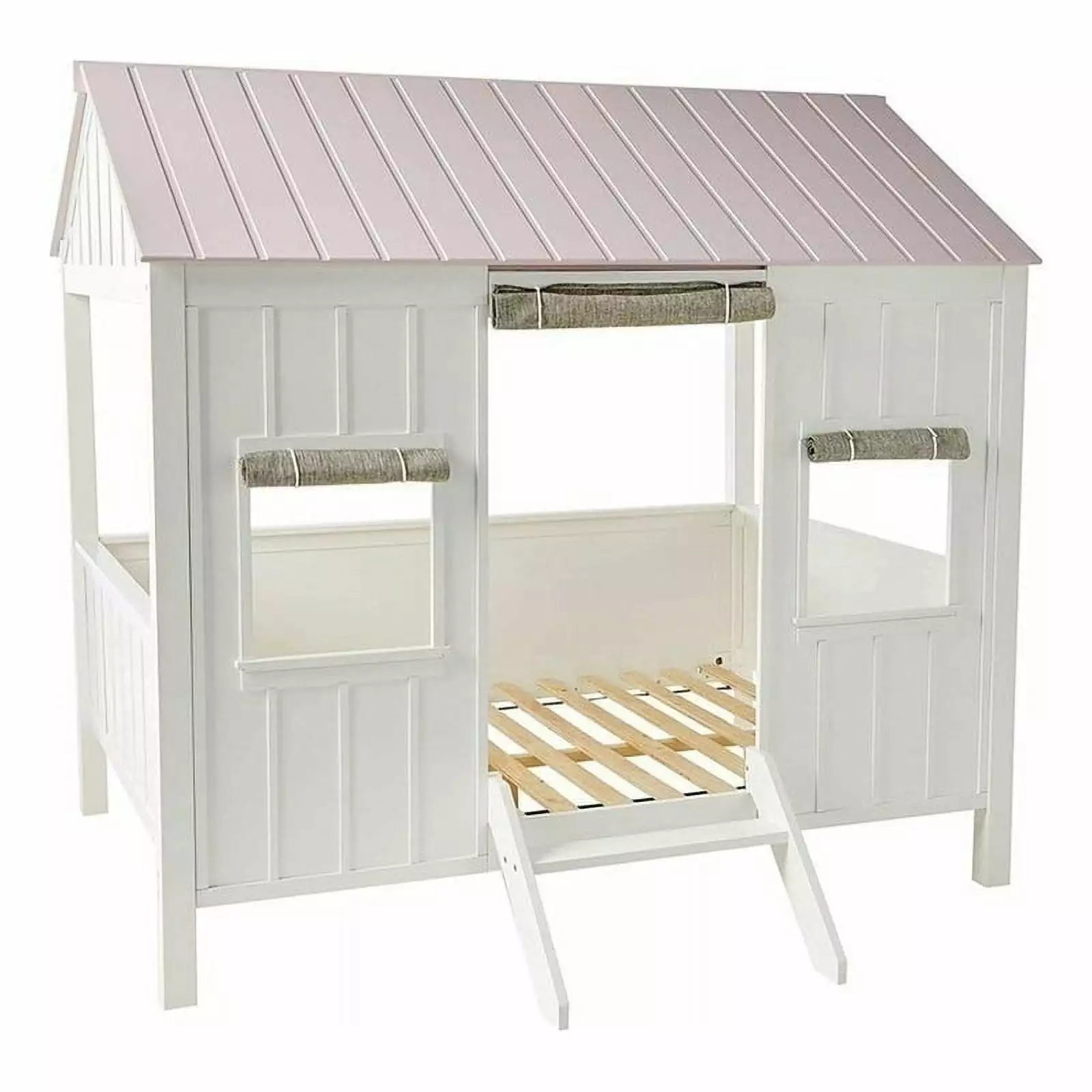 Roseberry Kids Cottage Design Wood Full House Bed in White/Pink