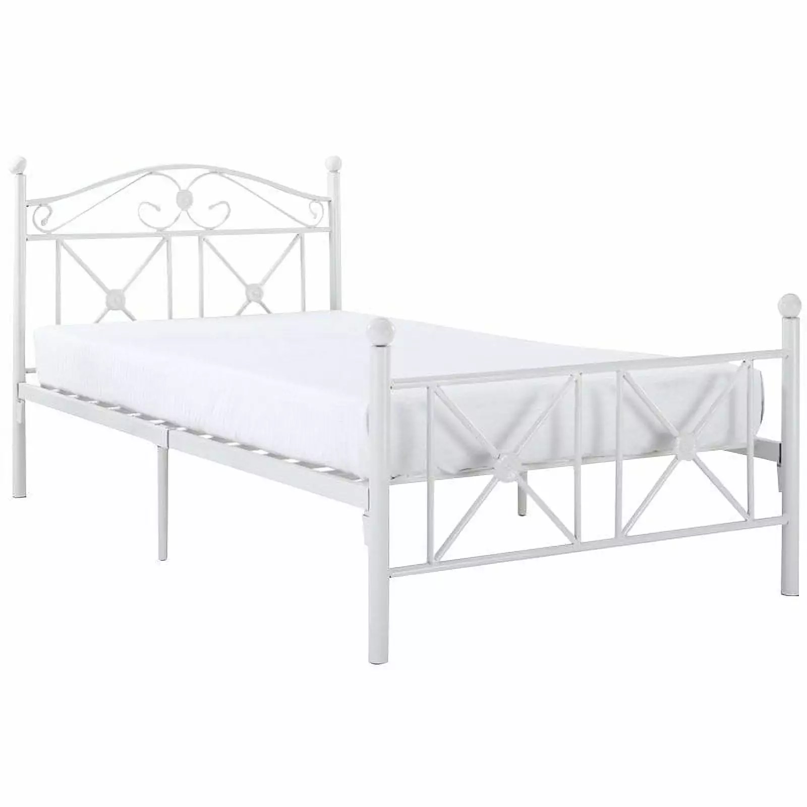 Roseberry Kids Farmhouse Metal Twin Bed with Lattice Work Header in White