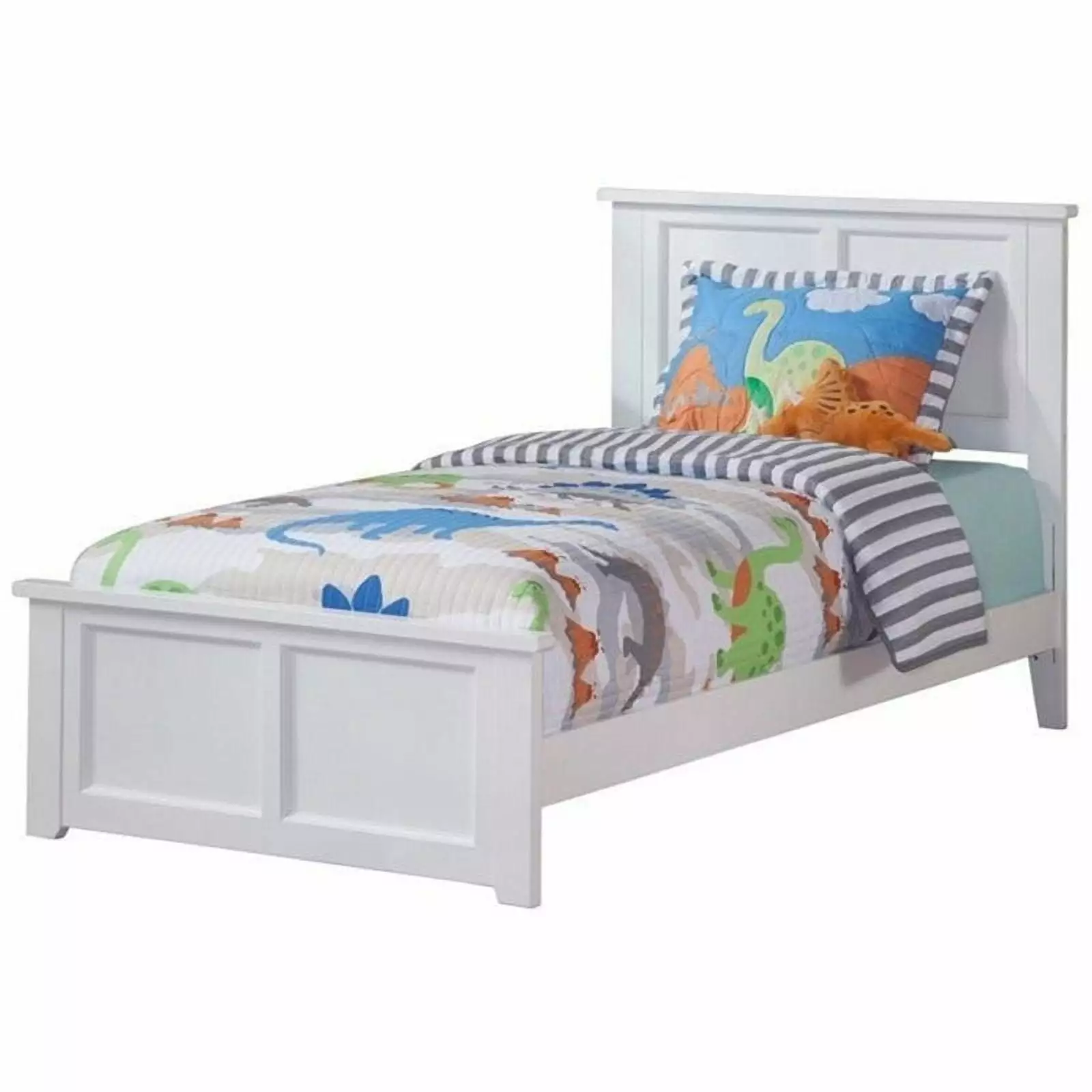 Roseberry Kids Farmhouse Solid Wood Twin XL Platform Bed w/ USB Charger in White