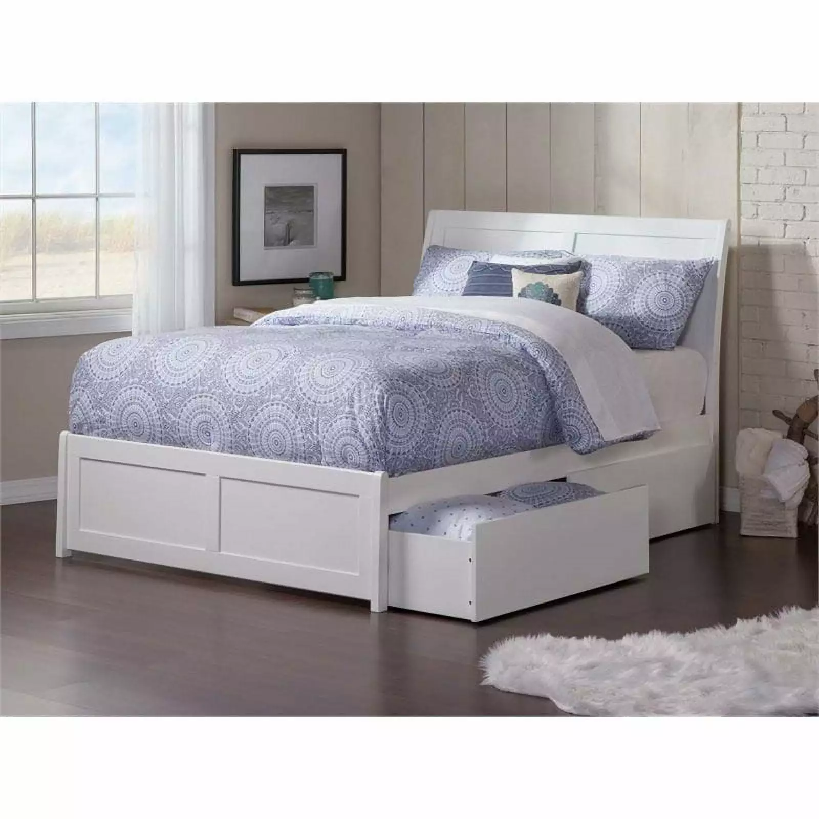 Rosebery Kids Twin XL Storage Platform Bed in White