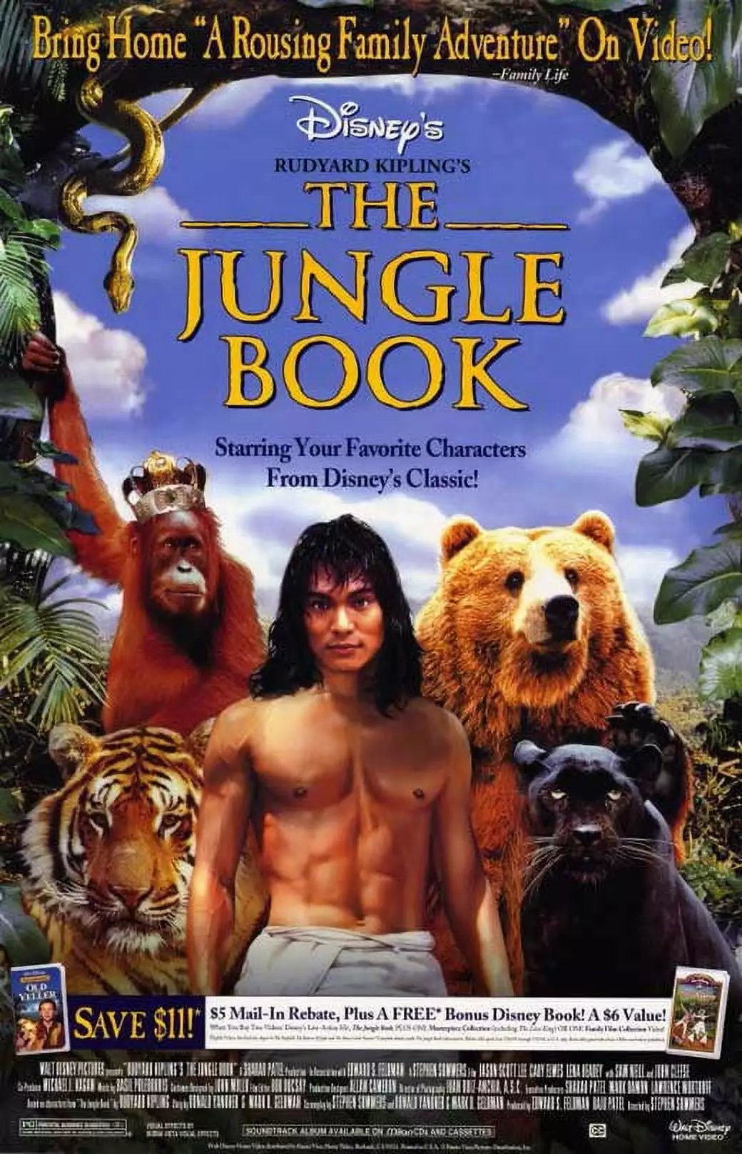 Rudyard Kipling's The Jungle Book - movie POSTER (Style A) (11 x 17) (1994)