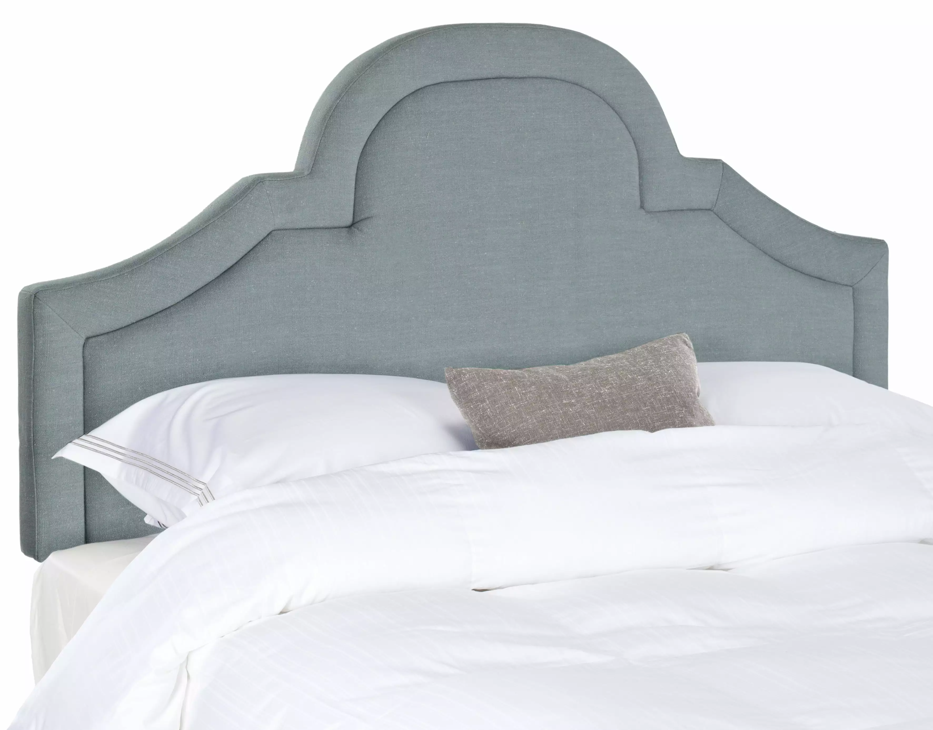 SAFAVIEH Kerstin Modern Glam Arched Upholstered Headboard. King. Sky Blue