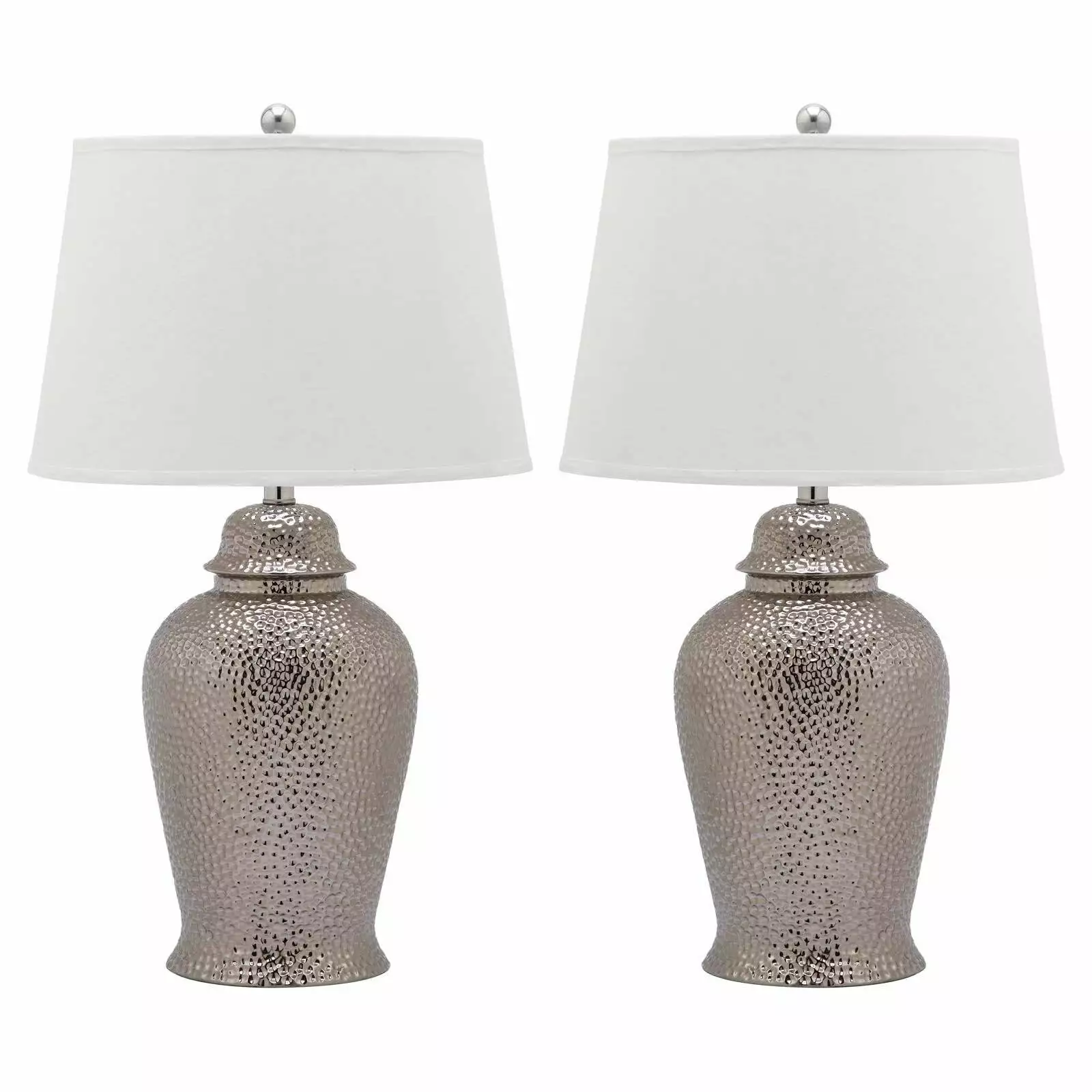 SAFAVIEH Metallica 27.5 in. H Ginger Jar Table Lamp. Silver. Set of 2