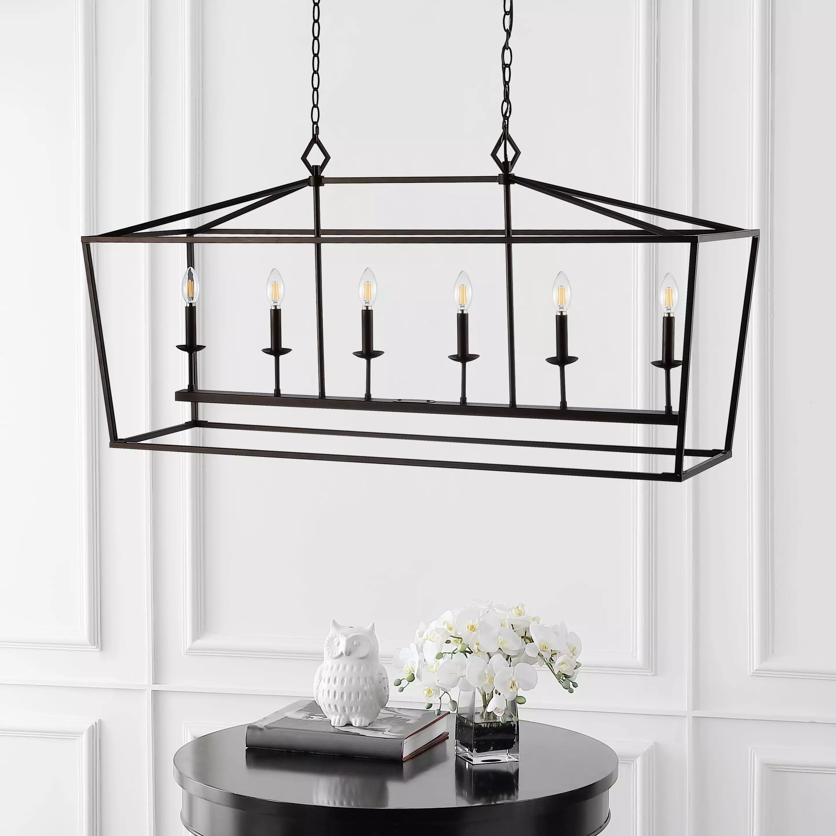 SAFAVIEH Prener 6 Light Industrial Pendant. Bronze Black