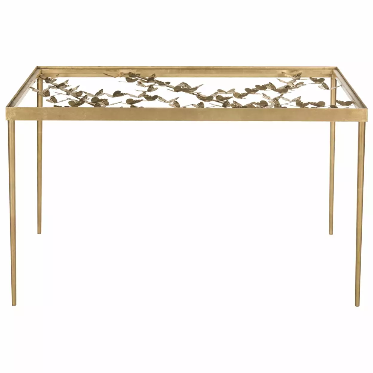 SAFAVIEH Rosalia 29.5 in. H Butterfly Glass Top Desk. Gold/Clear