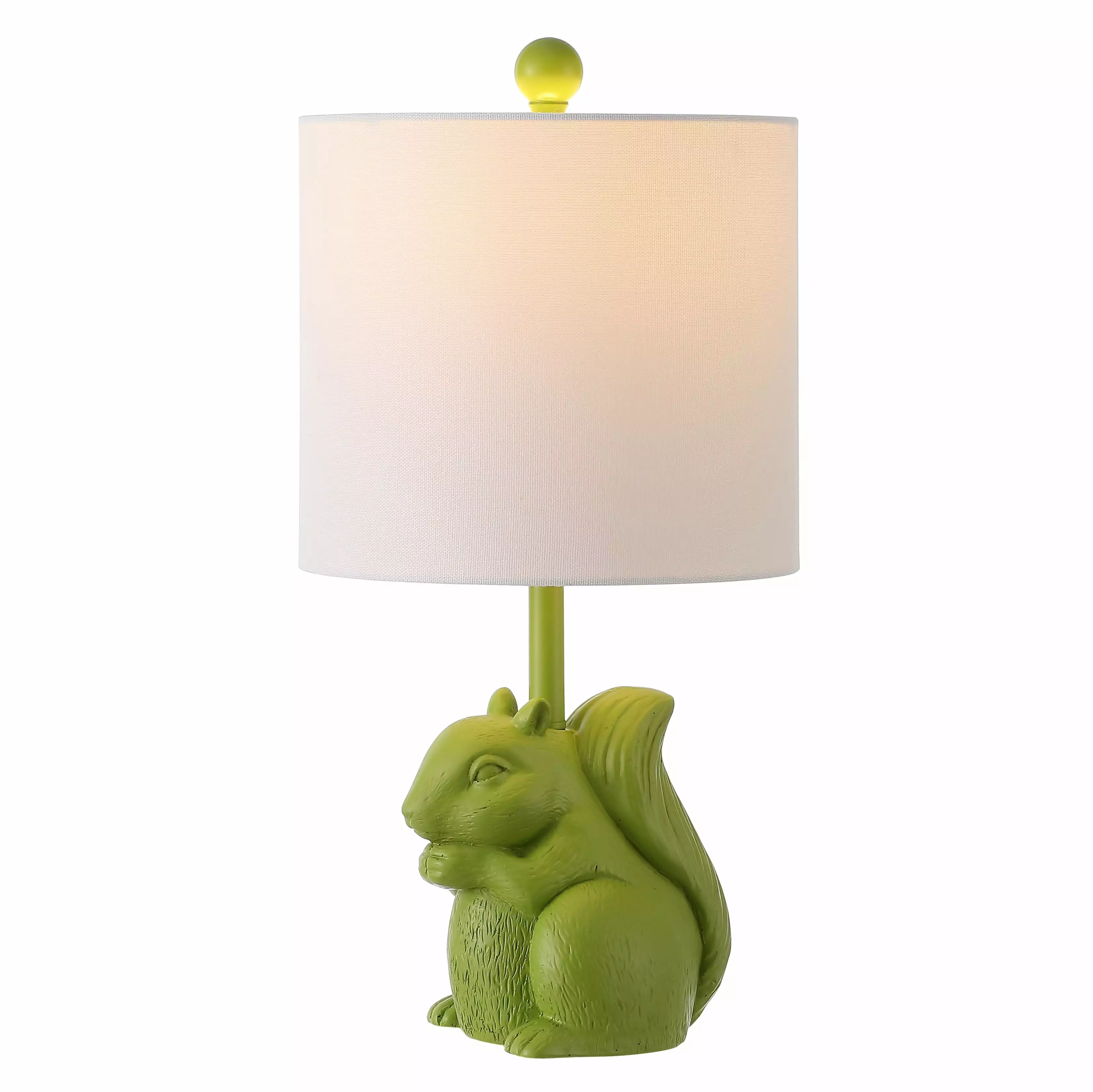 SAFAVIEH Sunny 18 in. Squirrel Green Ceramic Table Lamp with 100% White Cotton Shade