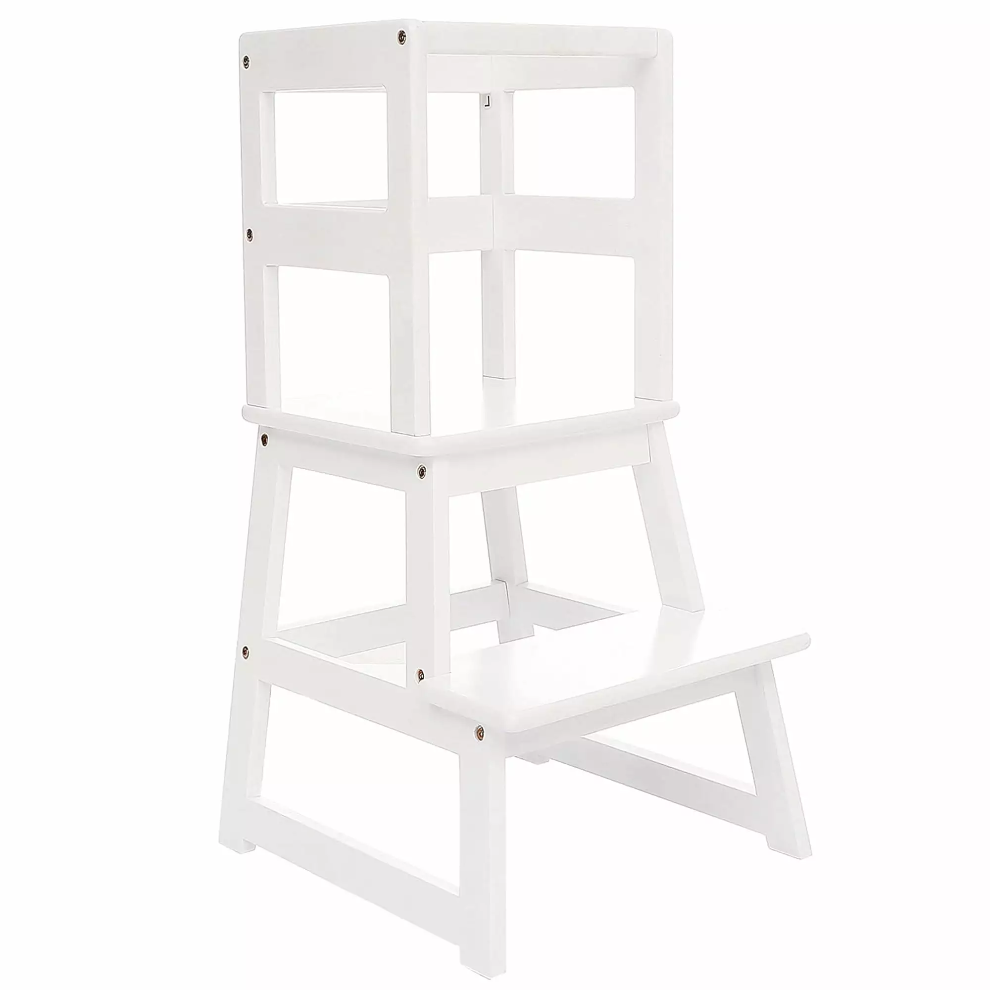 SDADI Kids Kitchen Step Stool Holds up to 150 Pounds w/ Safety Rail. White