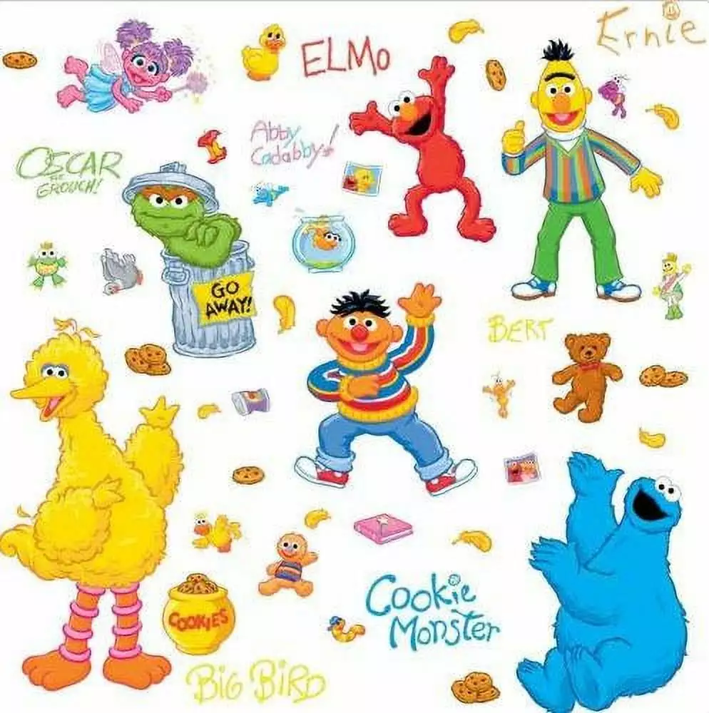 SESAME STREET Wall Decals Elmo. Big Bird. Ernie Stickers Kids Baby Nursery Decor