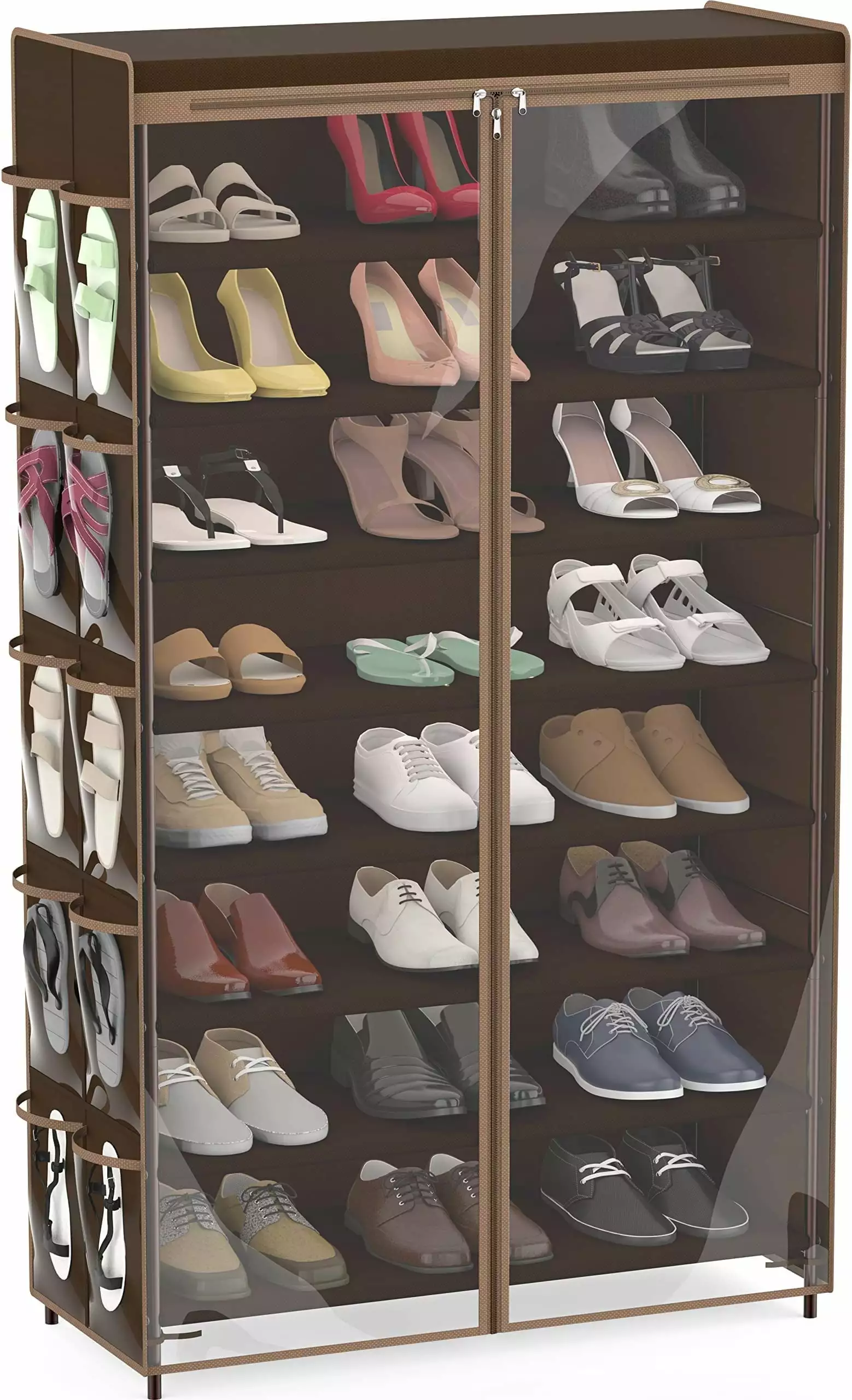 SHW 8 Tiers Shoe Rack with Cover. Bronze