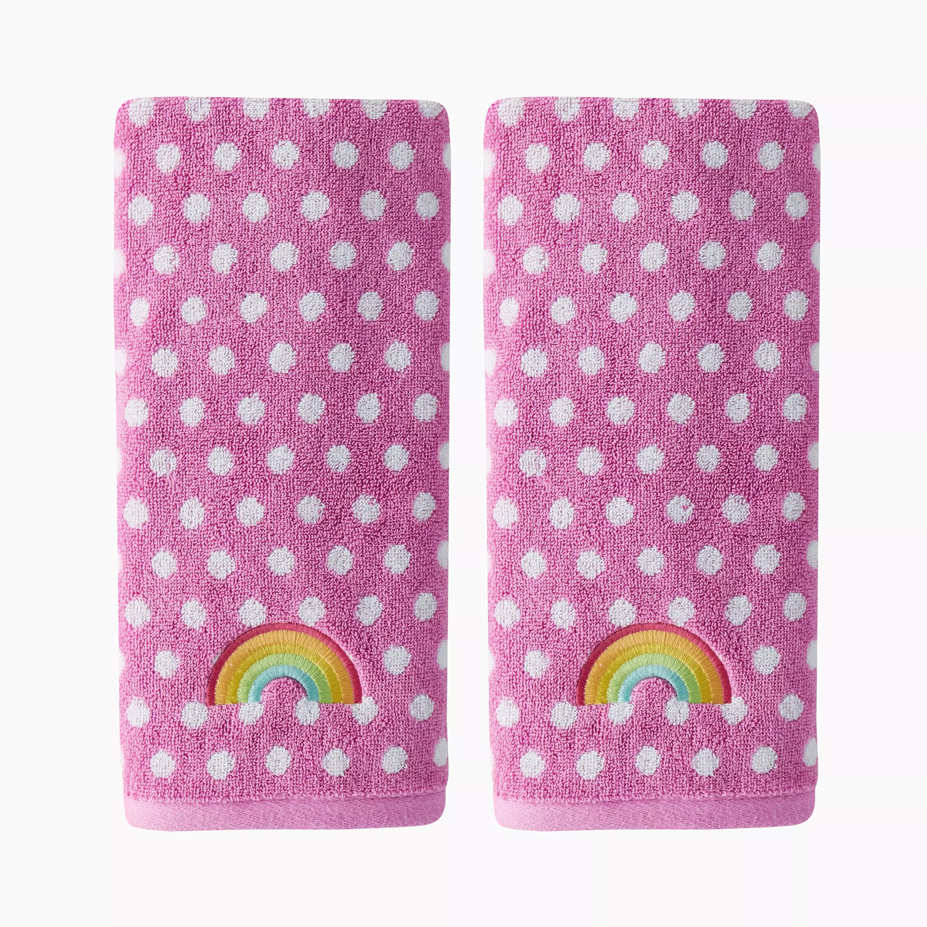 SKL Home Saturday Knight Ltd Rainbow Cloud Soft And Absorbent Cotton Embroidered Hand Towel - 16x26. Pink