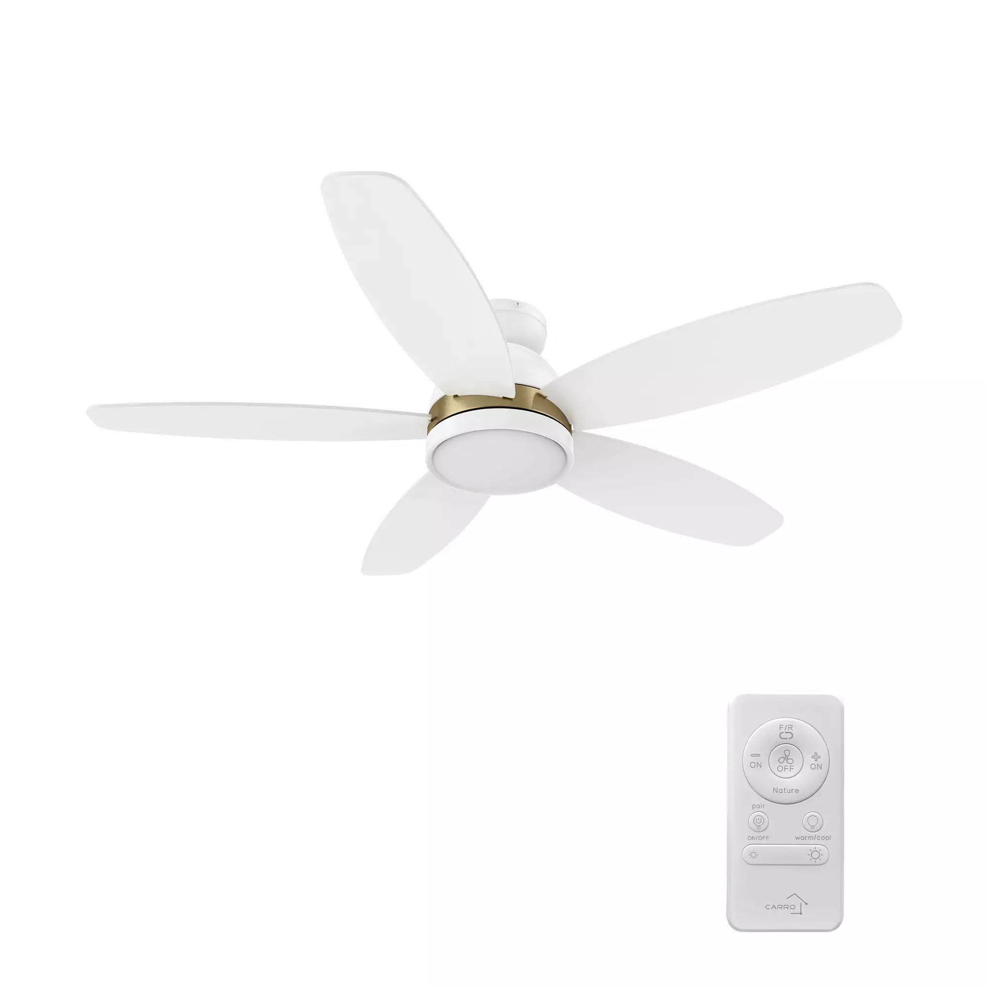 SMAAIR 48 Gold and White Flush Mount Ceiling Fan With Lights and Remote for Bedroom