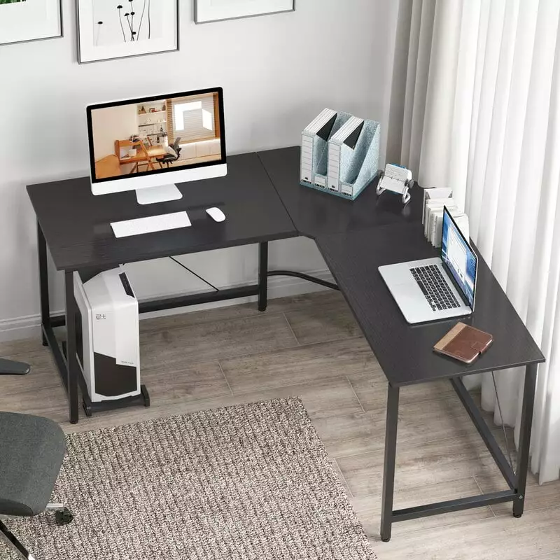 SOGES 59inches L-Shaped Desk Large Computer Desk Office Desk Black