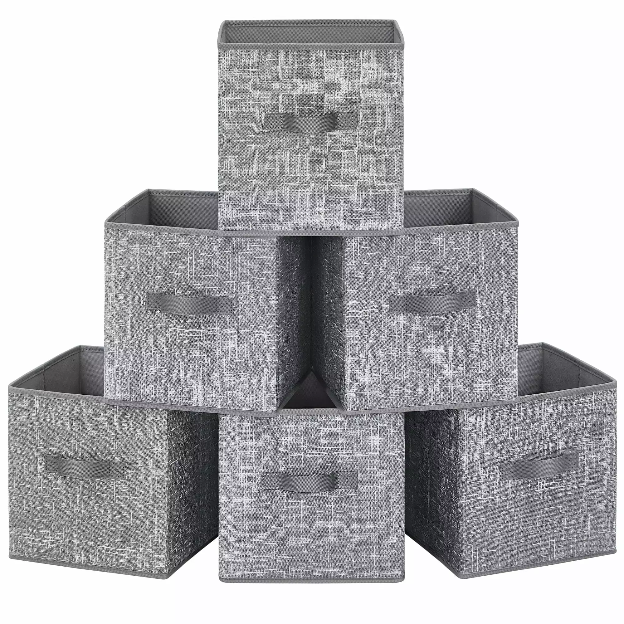 SONGMICS 6 Pack Storage Cubes 11-Inch Non-Woven Fabric Bins with Double Handles Closet Organizers for Shelves Gray