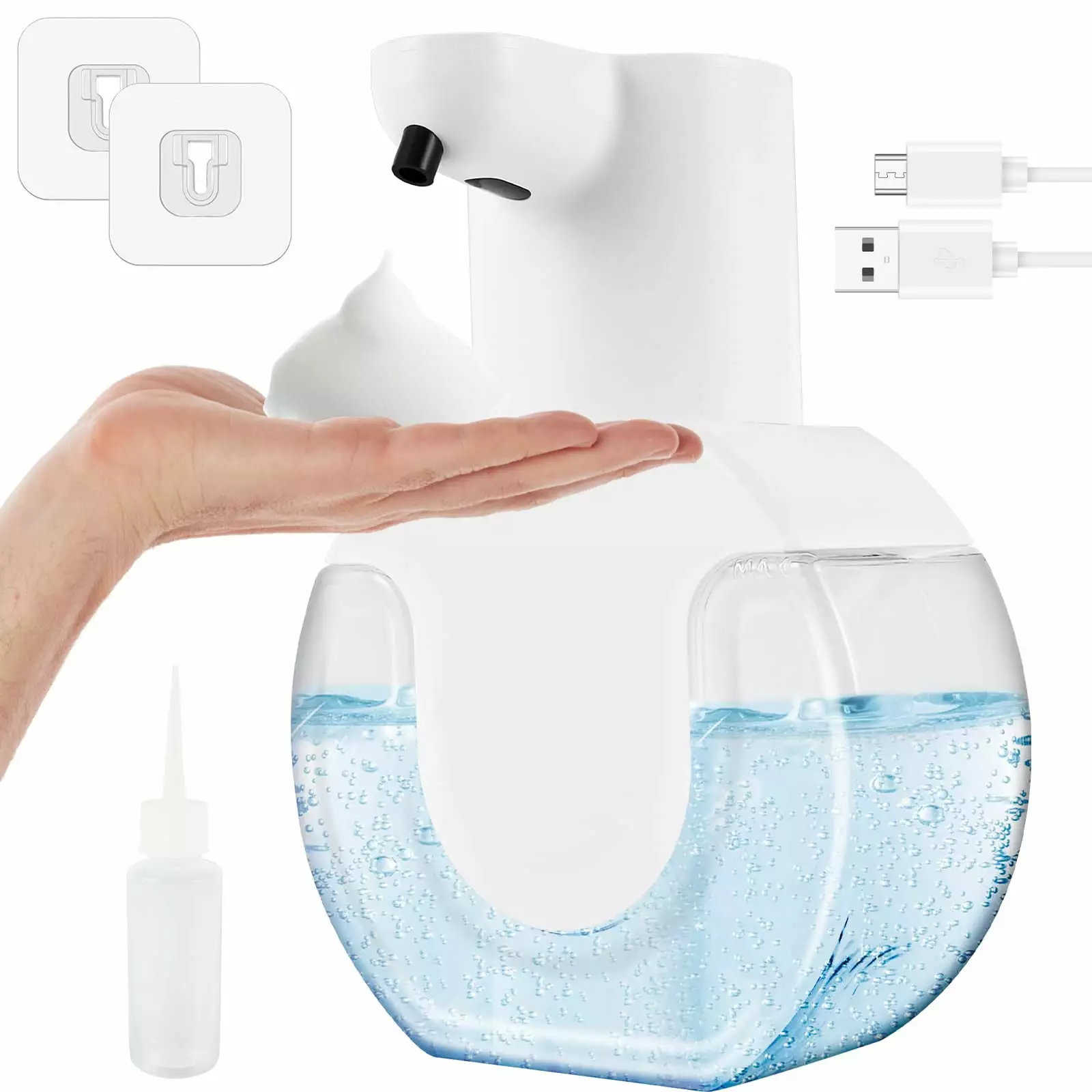 SPECOOL Foam Automatic Soap Dispenser Electric. No-Touch Sensor Soap Dispenser Touchless Wall Mounted Automatic Hand Soap Dispenser for Kids Bathroom Kitchen Dish Xmas Gift (White)