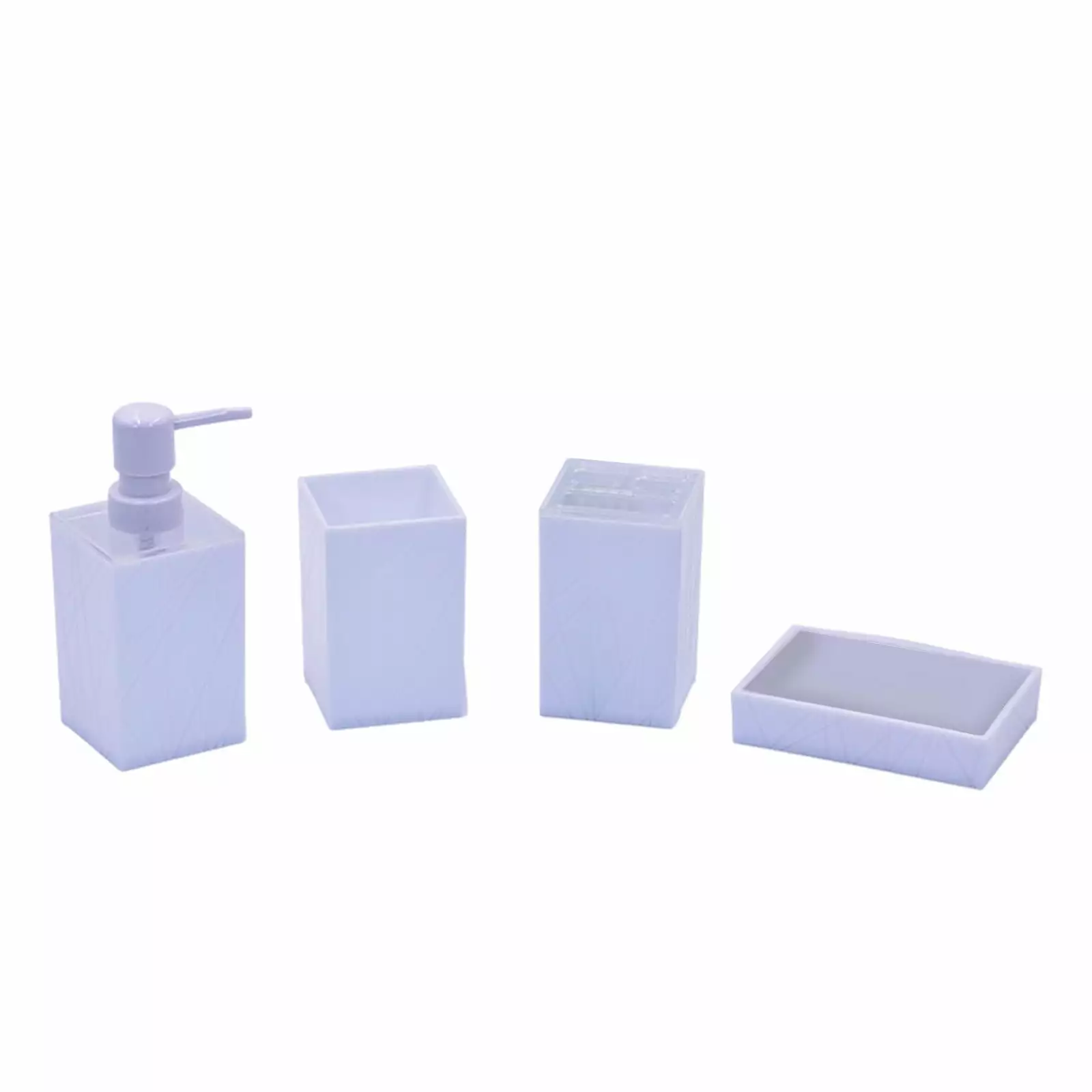 SPOORYOO 4 Piece Bathroom Accessory Set With Soap Dispenser Pump.Toothbrush.Tumbler And Soap Dish Bathroom Tray Shower Set Box Bathroom Bottle Set