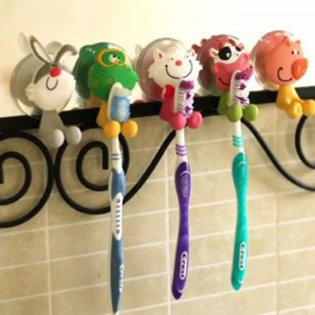 SPRING PARK Toothbrush Holder.Cute Cartoon Animal Toothbrush Holder With Suction Cup.Kids Toothbrush Holder.Suction Cup Hook