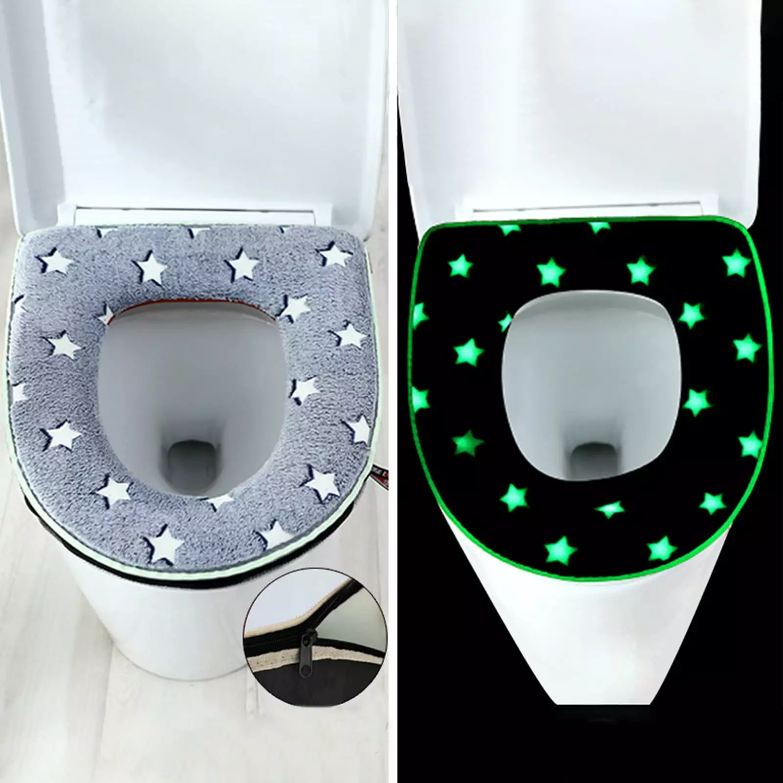 SSZMDLB Deals Of The Week Noctilucent -in-the-dark Toilet Seat-zippered Toilet Seat For All Seasons. Household Thickened Toilet Seat Seat Ring Pad