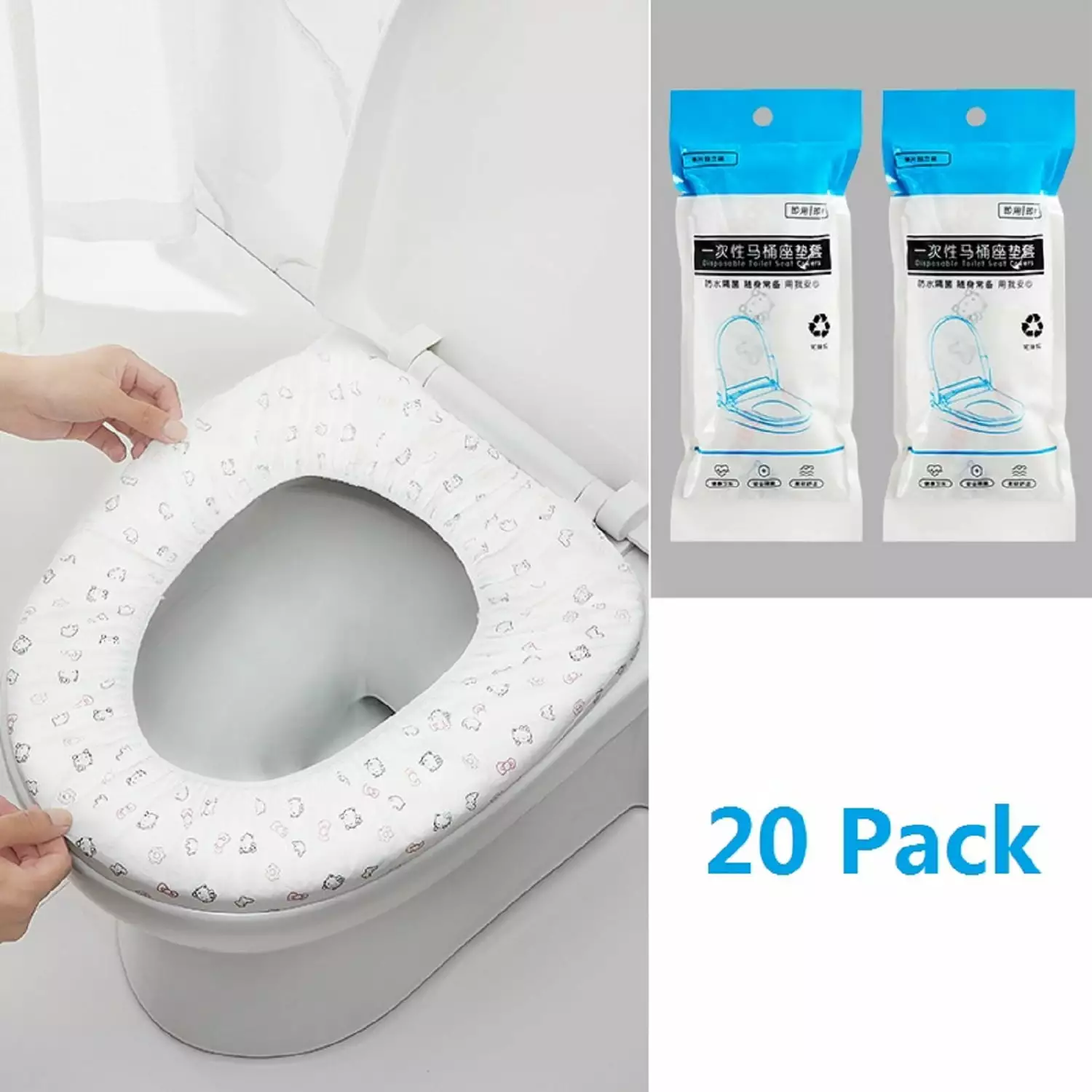 SZDUDU Disposable Toilet Seat Covers (20 Pack). Toilet Seat Cushion Cover Disposable for Adult and Kid. Great for Airplane. Travel. Public Restroom