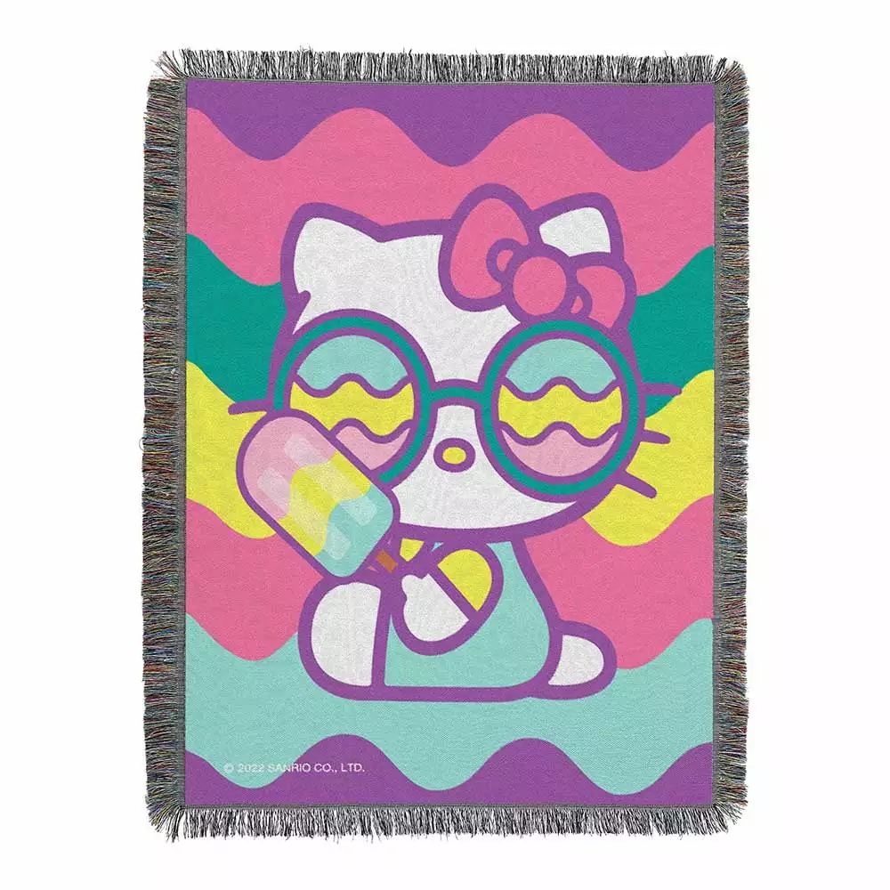 Sanrio Hello Kitty Cool Kitty Woven Tapestry Throw Blanket