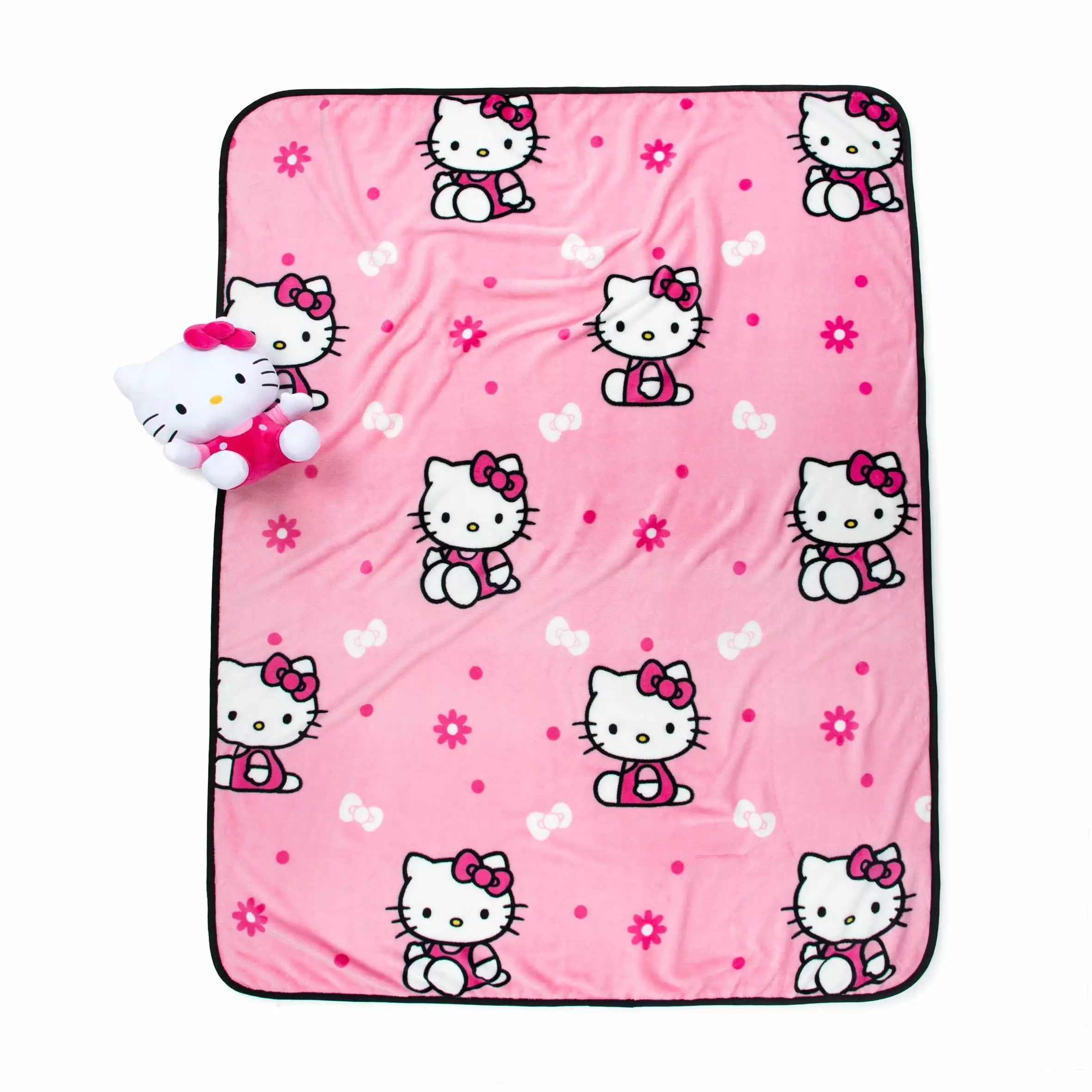 Sanrio Hello Kitty Girly Pink 46x60 Throw & Mini Pillow Buddy Set